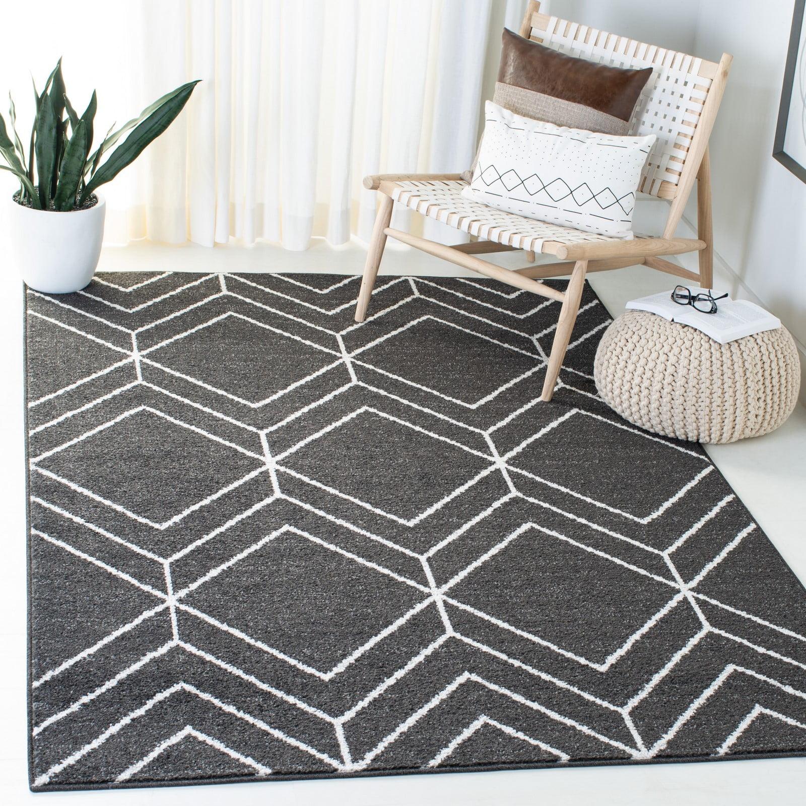 Ivory Geometric Elegance 6' Square Synthetic Easy-Care Rug