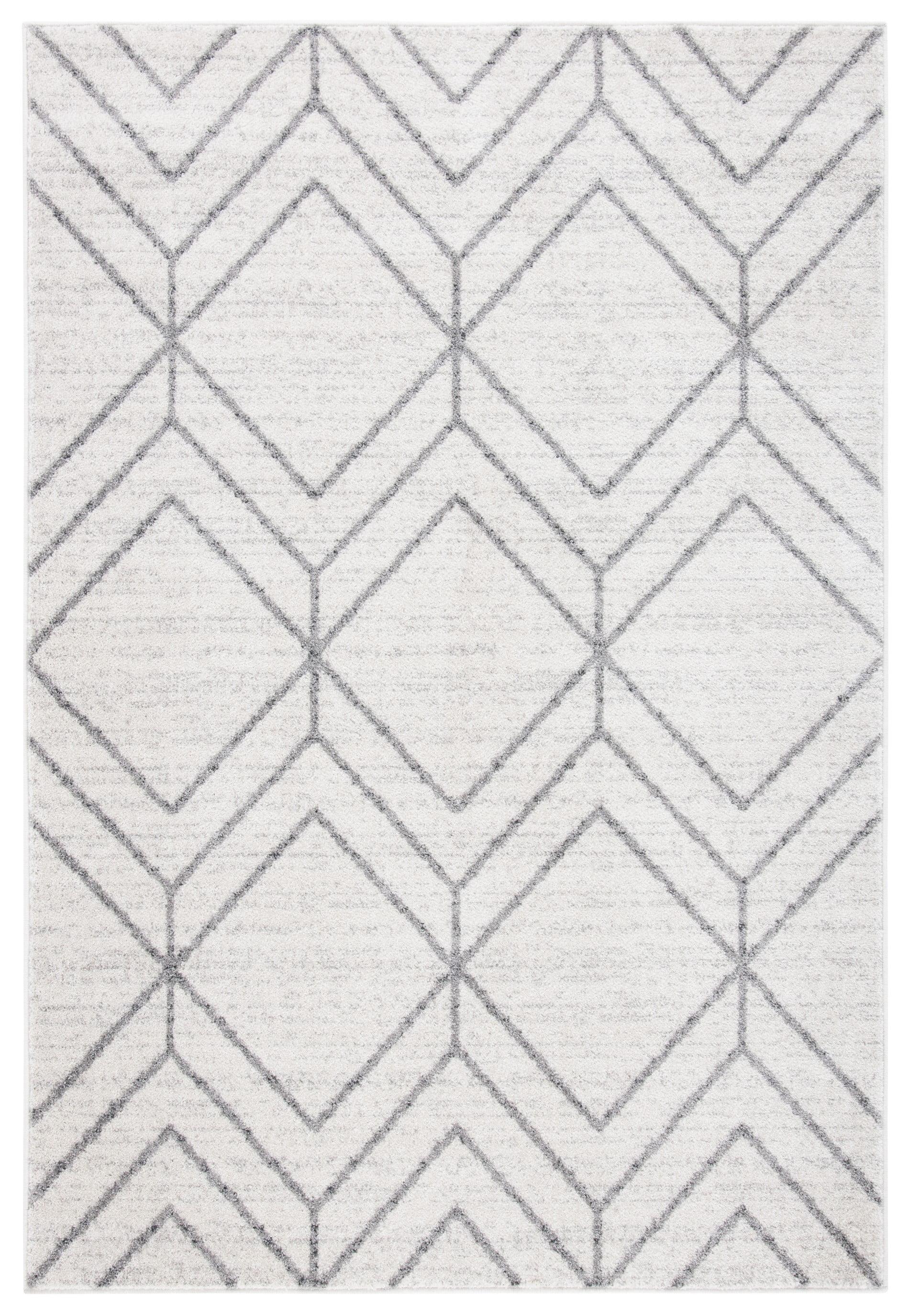 Geometric Light & Dark Grey Easy-Care Synthetic Area Rug - 10' x 14'