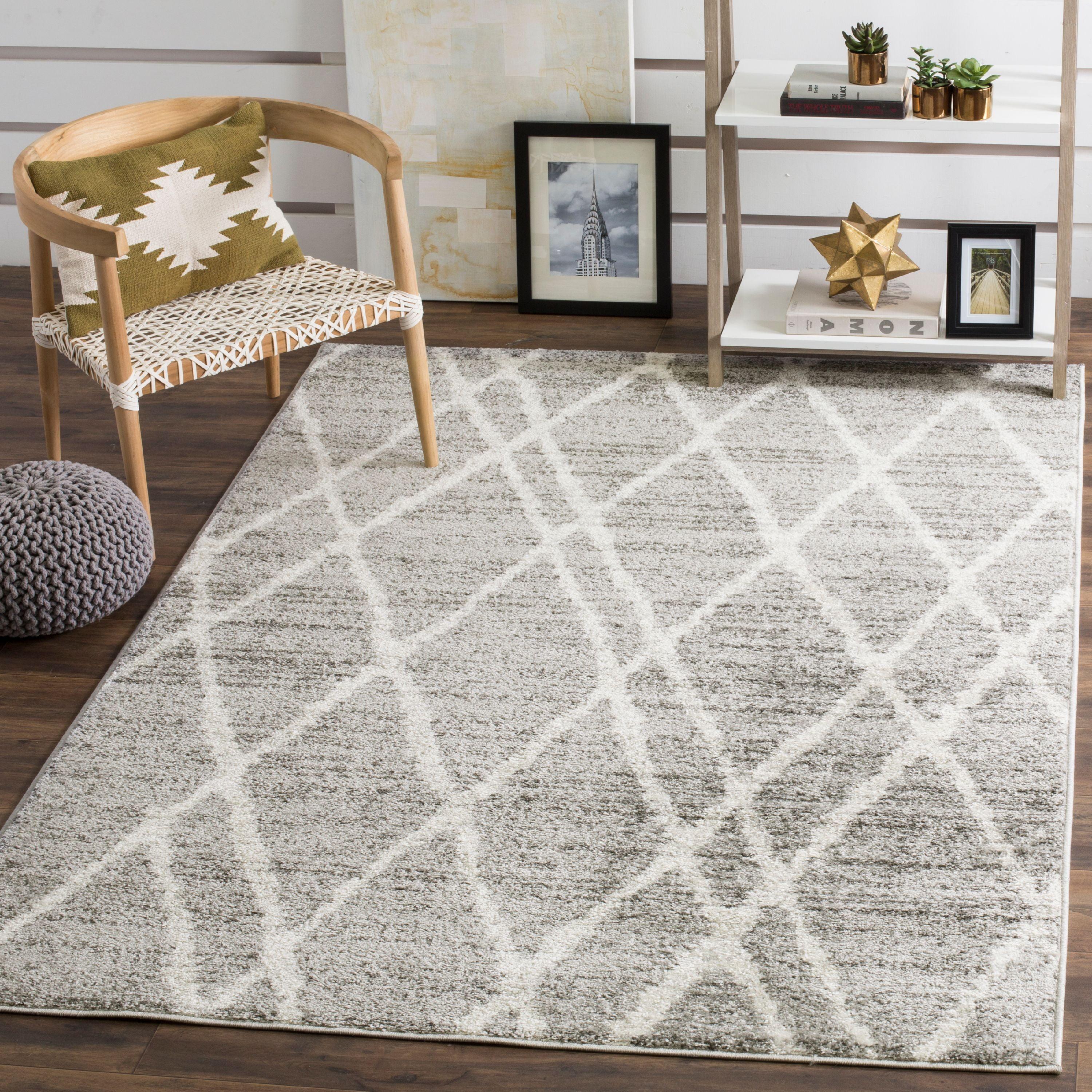 Ivory Synthetic Easy Care Reversible Area Rug, 6' x 9'