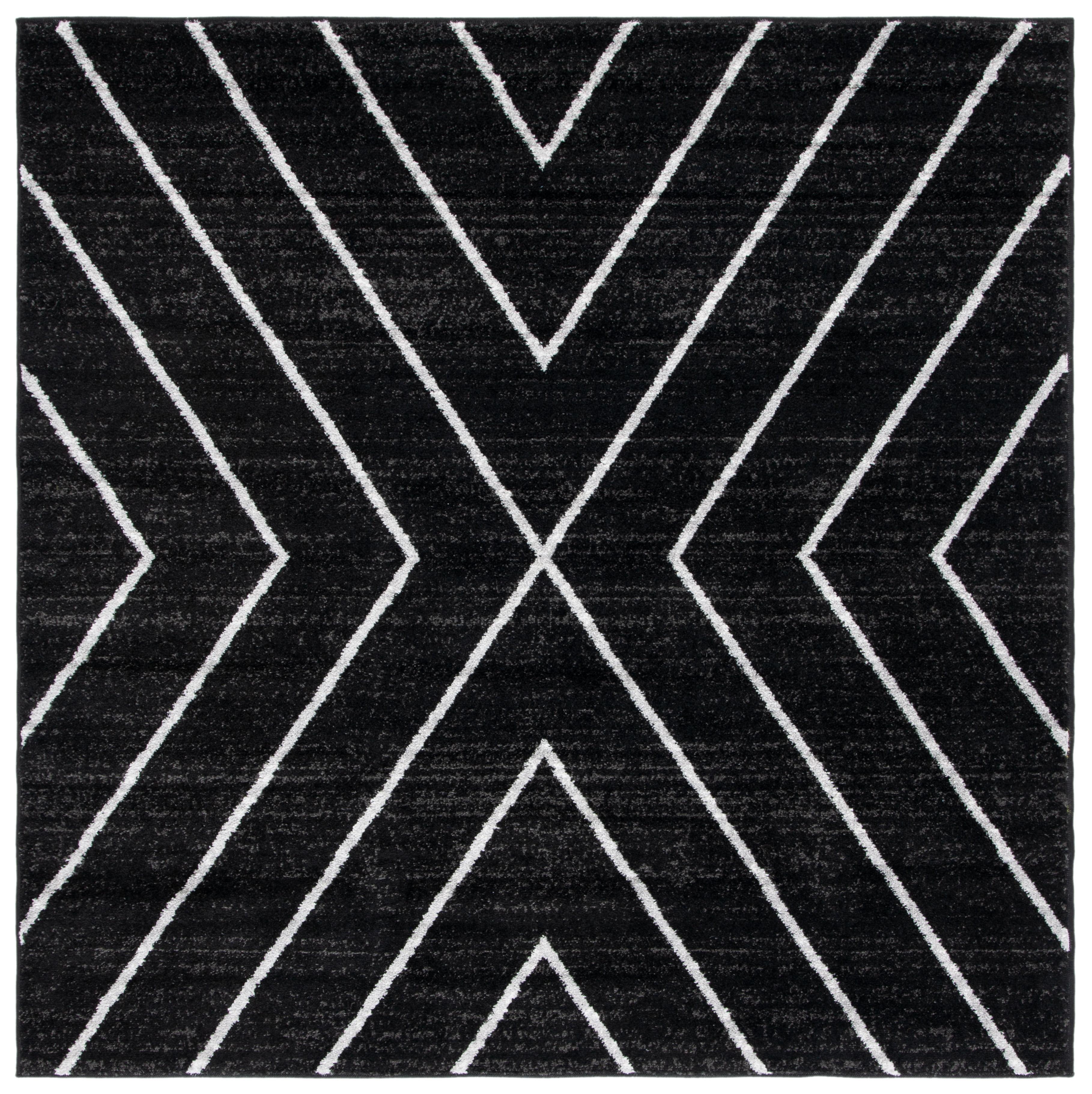 Adirondack ADR241 Machine Made Indoor Area Rug - Black/Ivory - 4'x4' - Safavieh