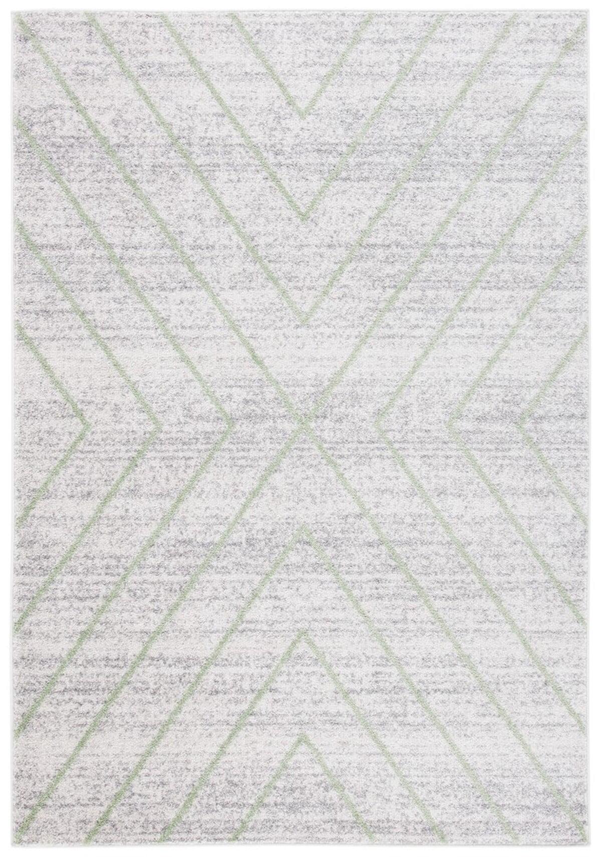 Adirondack Gray and Green Geometric 3' x 5' Area Rug