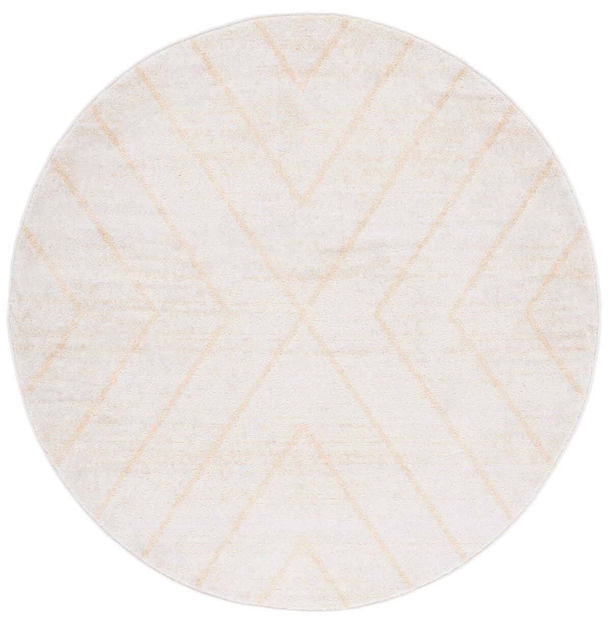 SAFAVIEH Adirondack Evonne Geometric Area Rug, Ivory/Gold, 6' x 6' Round