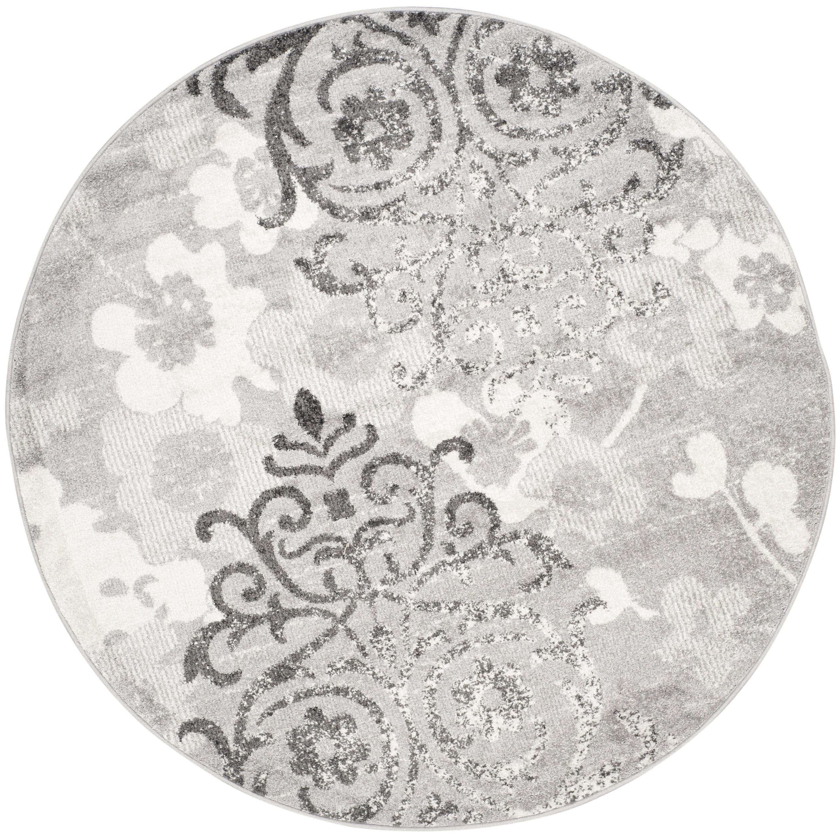 Adirondack ADR114 Machine Made Indoor Area Rug - Silver/Ivory - 6' Round - Safavieh
