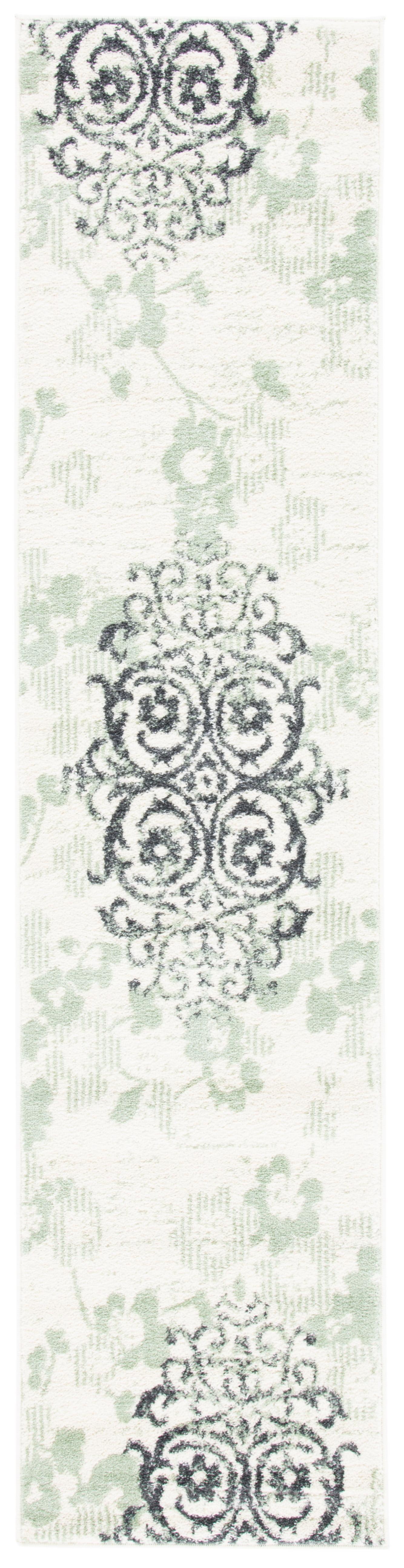 SAFAVIEH Adirondack Hortense Floral Runner Rug, Ivory/Green, 2'6" x 6'