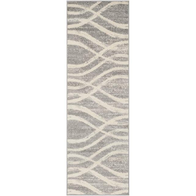 Adirondack ADR125 Non-Shedding Power Loomed Indoor Runner Rug - Grey/Cream - 2'6"x16' - Safavieh