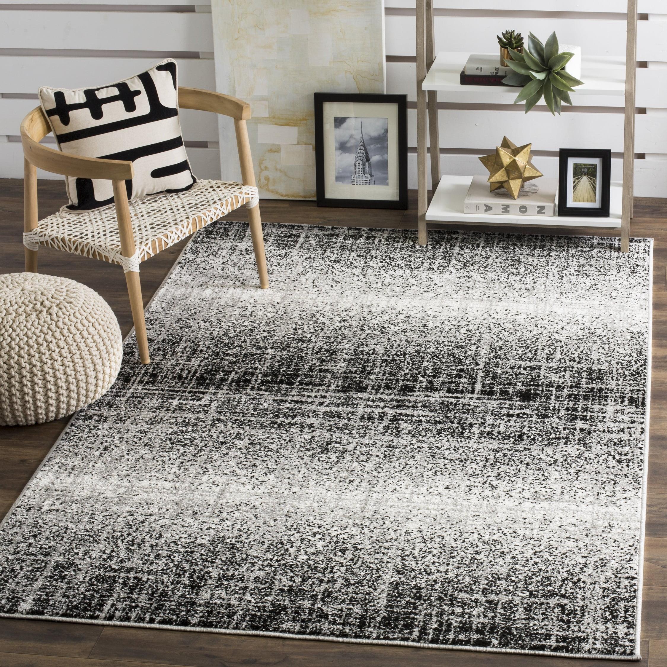 Adirondack ADR116 Machine Made Indoor Area Rug - Silver/Black - 5'-1"x7'-6" - Safavieh
