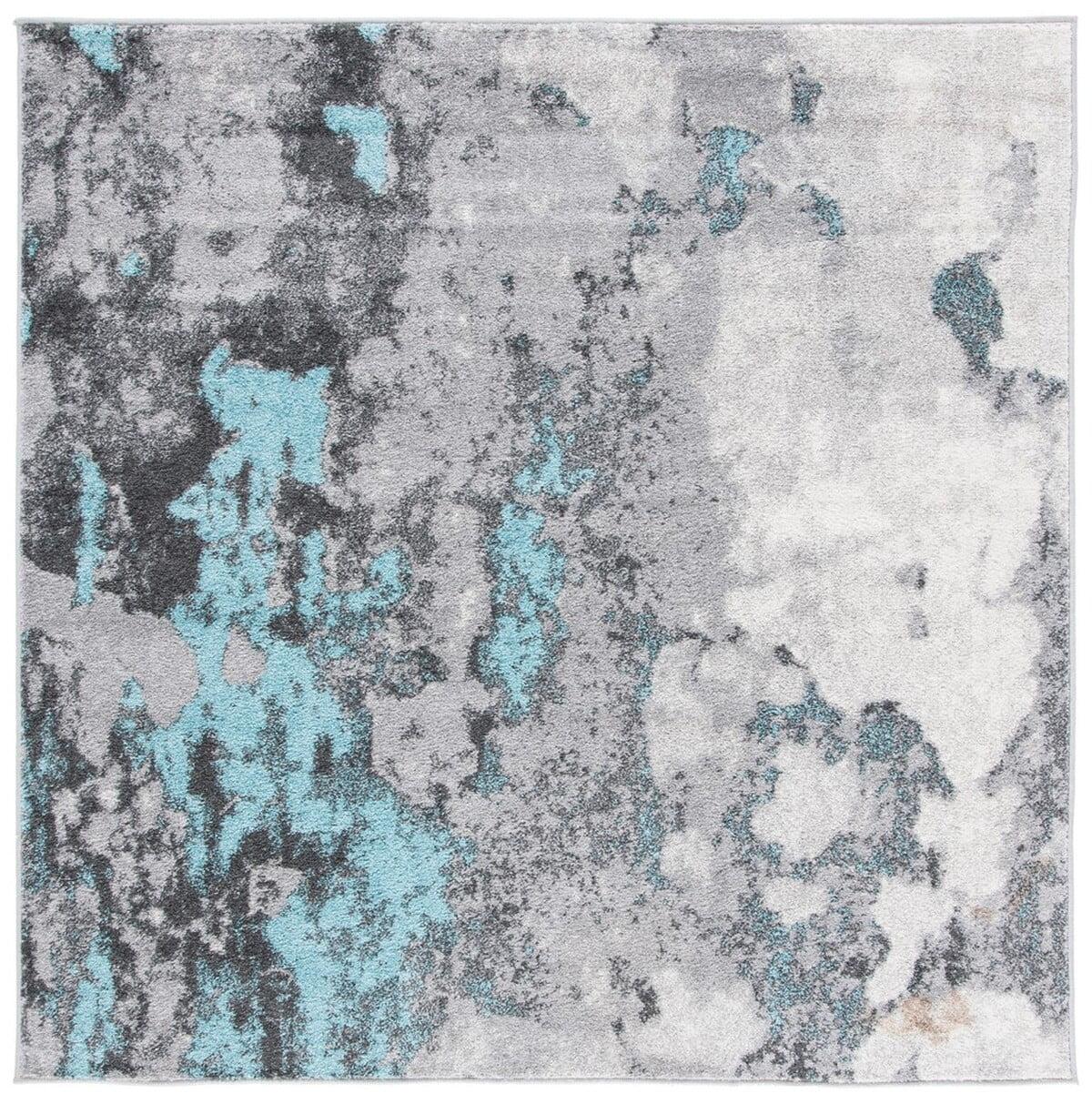 Adirondack ADR134 Machine Made Indoor Area Rug - Turquoise/Grey - 8'x8' - Safavieh
