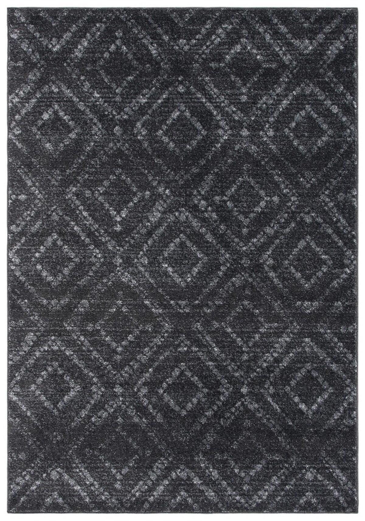 Dark Grey Geometric Synthetic Reversible Area Rug, 3' x 5'