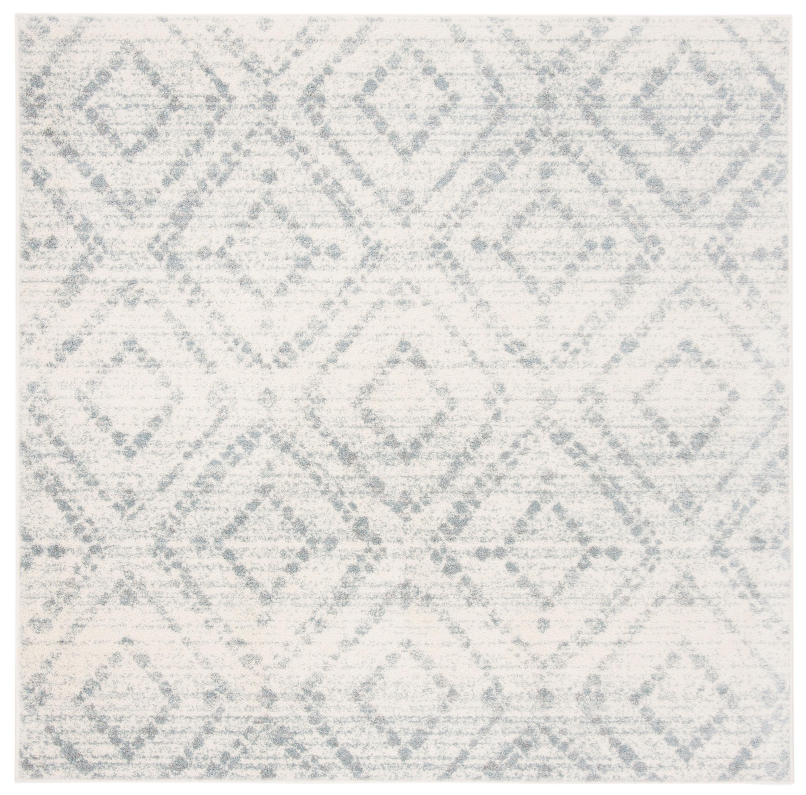 SAFAVIEH Adirondack Lecia Geometric Area Rug, Ivory/Light Blue, 10' x 10' Square