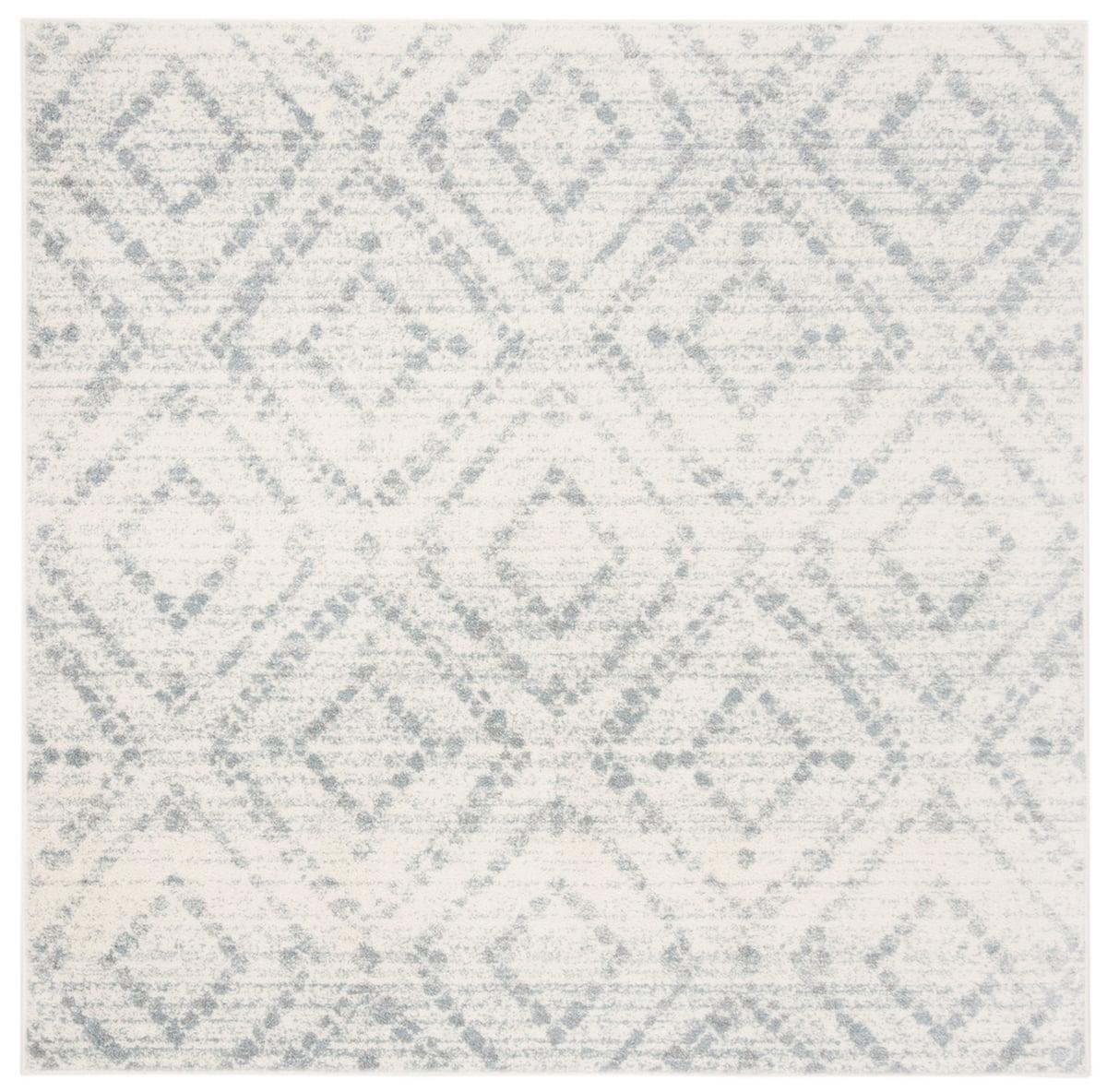 SAFAVIEH Adirondack Lecia Geometric Area Rug, Ivory/Light Blue, 4' x 4' Square