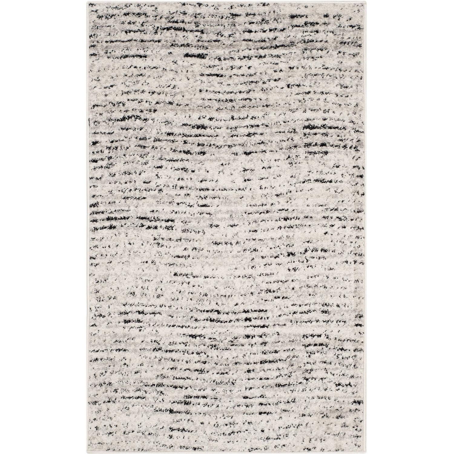 Ivory and Silver Synthetic 3' x 5' Reversible Area Rug