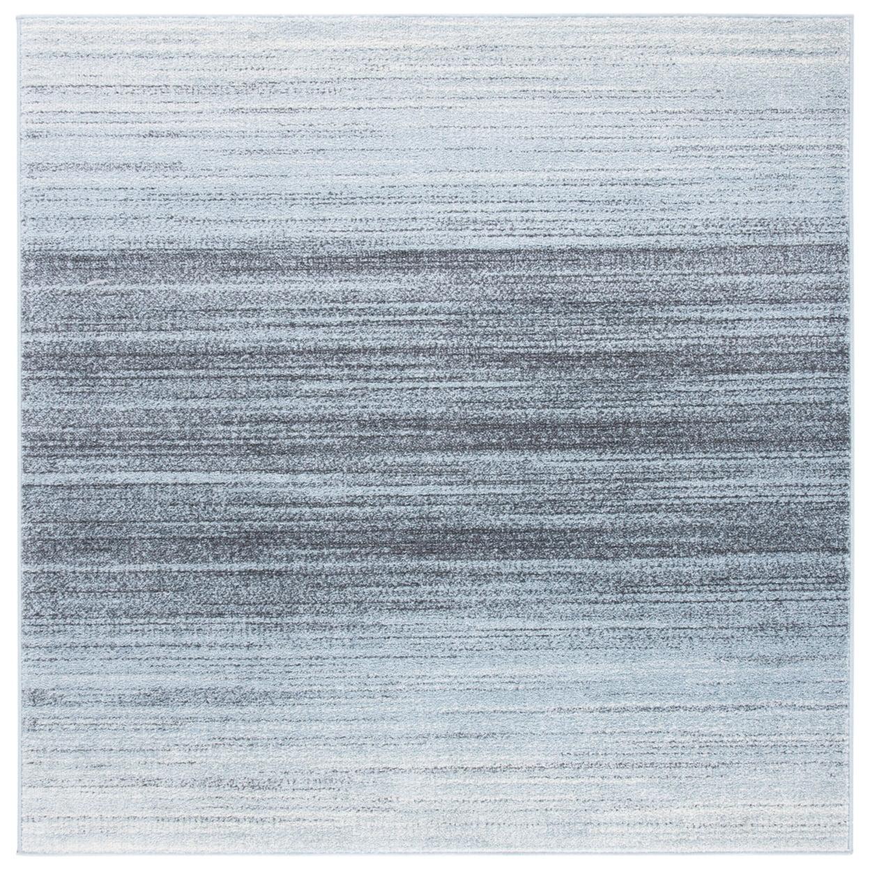 Chic Lodge Style Grey & Light Grey Square Synthetic Area Rug - 6' x 6'