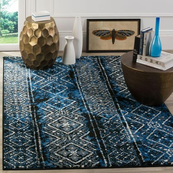 Adirondack ADR111 Machine Made Indoor Area Rug - Blue/Black - 4'x4' - Safavieh