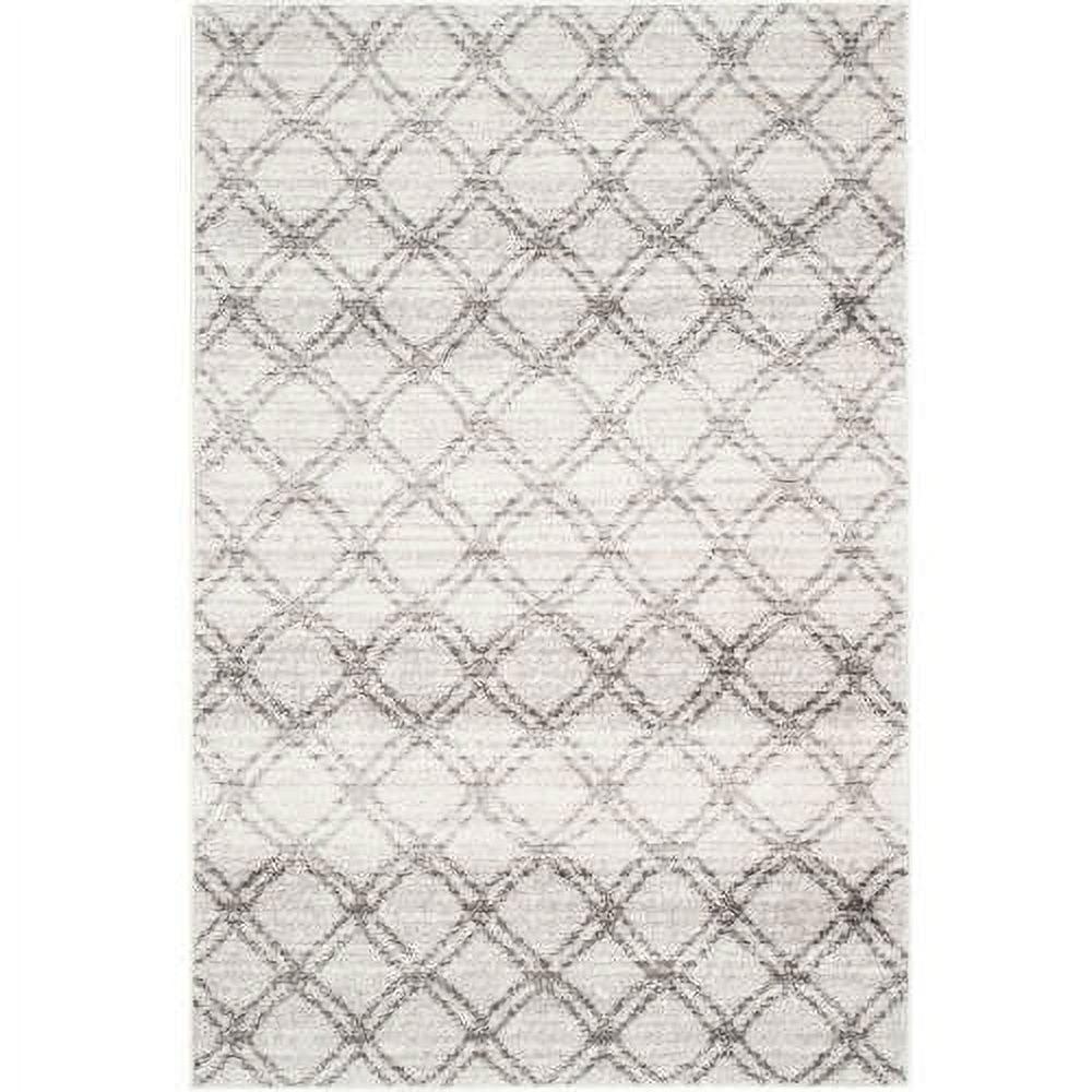 Ivory Square Easy-Care Synthetic Hand-Knotted Rug