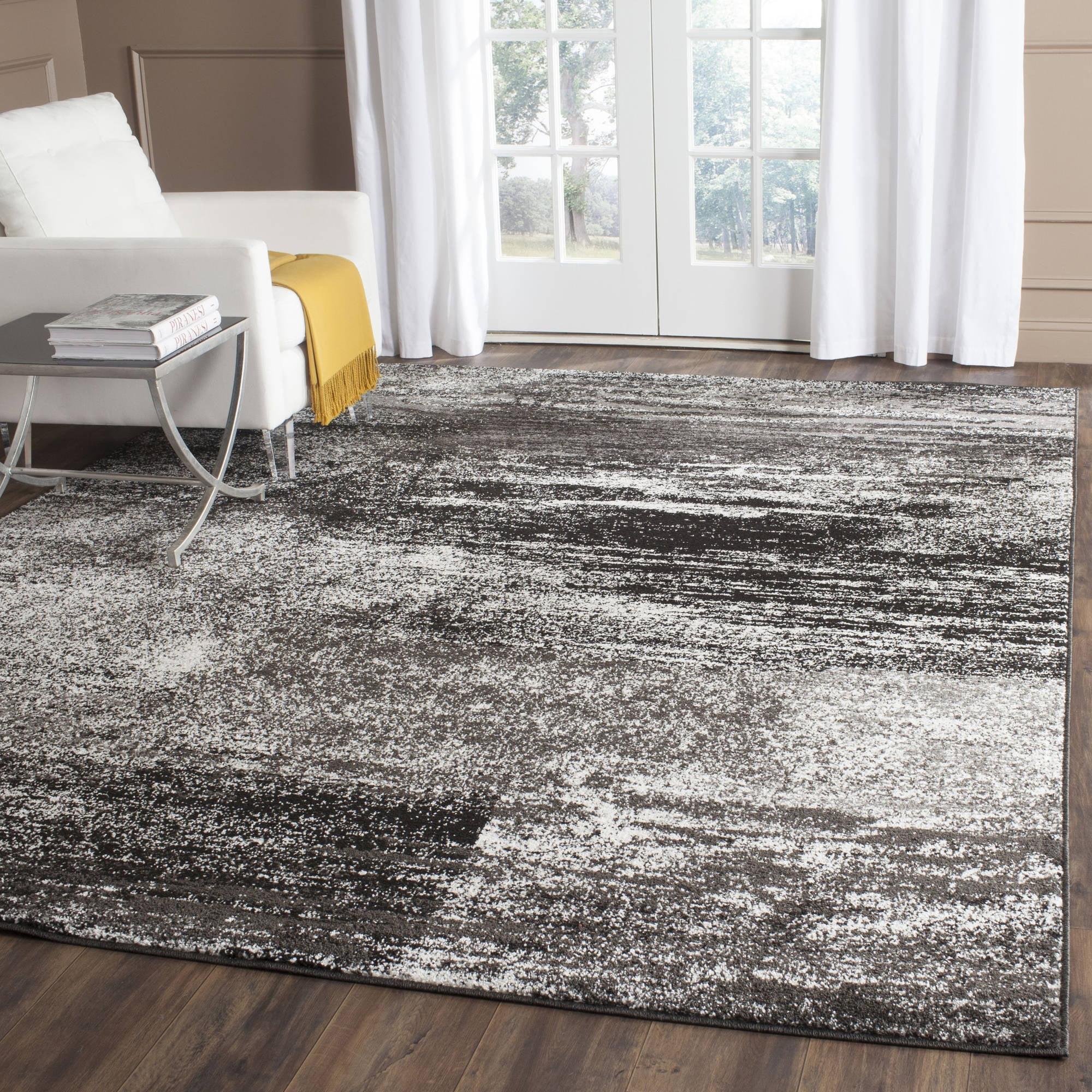 SAFAVIEH Adirondack Rudyard Abstract Area Rug, Silver/Black, 5'1" x 7'6"