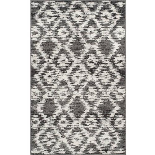 Chic Lodge-Style Ivory/Rose Hand-Knotted 3' x 5' Synthetic Rug