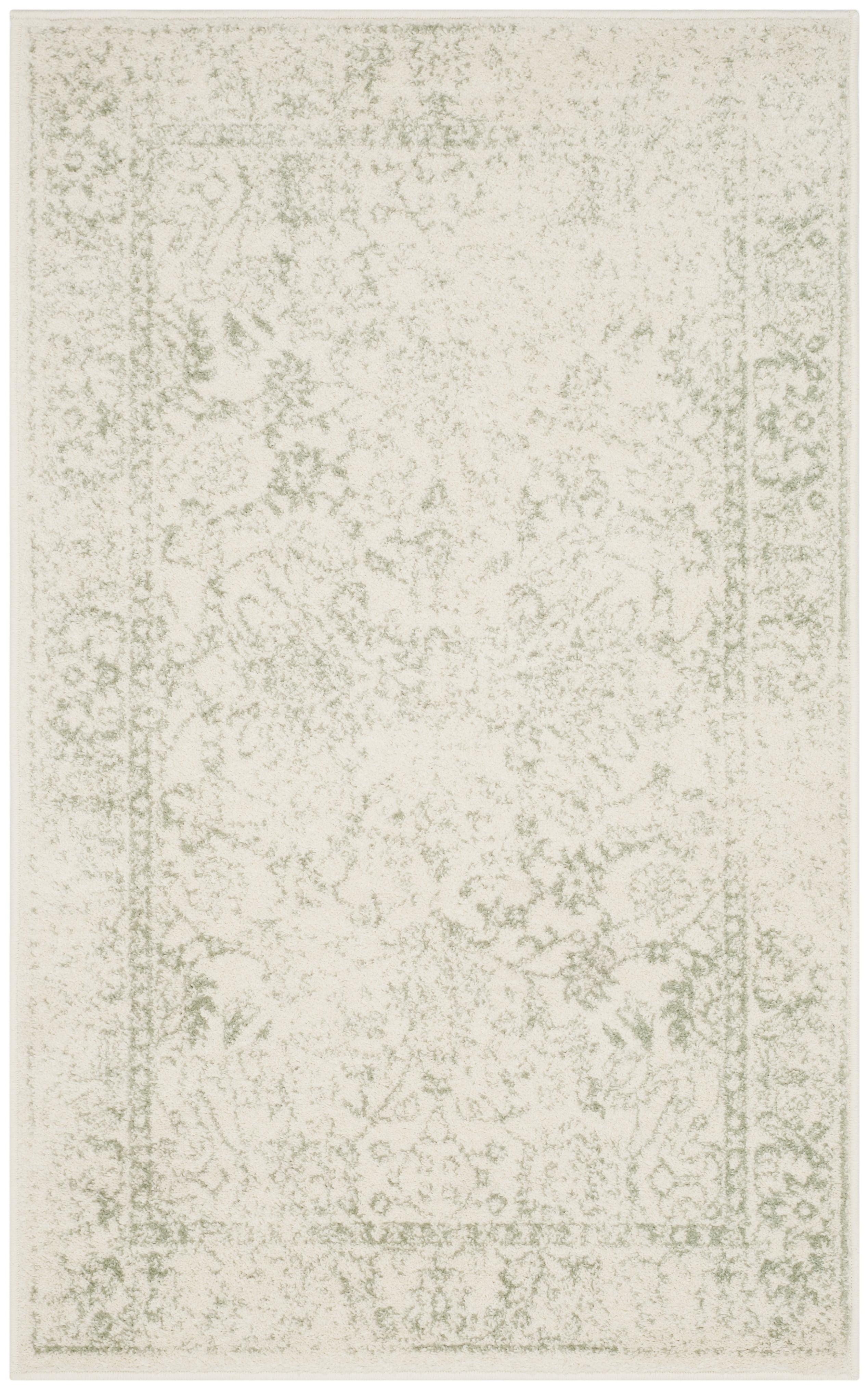 SAFAVIEH Adirondack Wyatt Distressed Area Rug, Ivory/Sage, 3' x 5'
