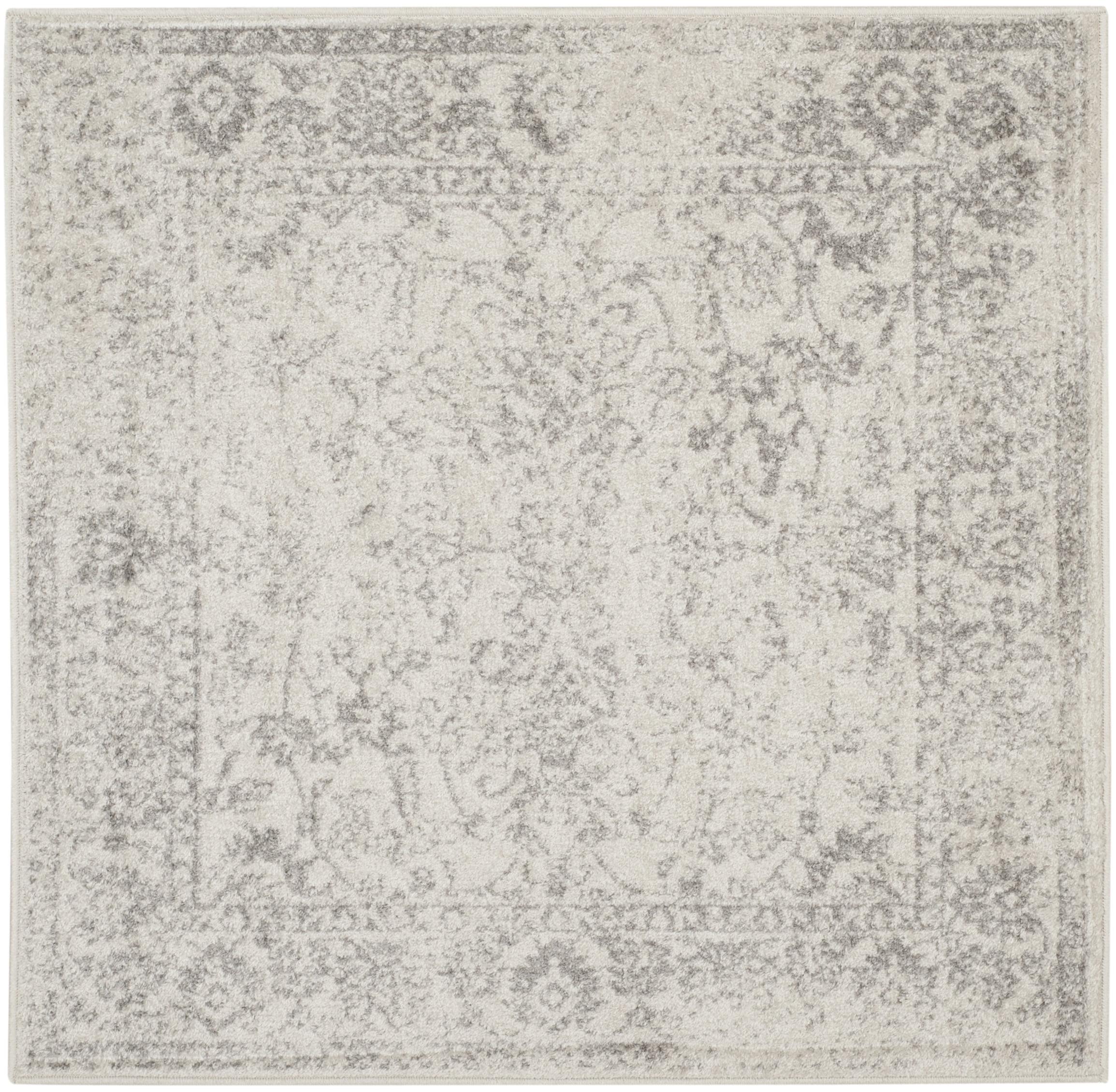 Adirondack ADR109 Machine Made Indoor Area Rug - Ivory/Silver - 5'x5' - Safavieh