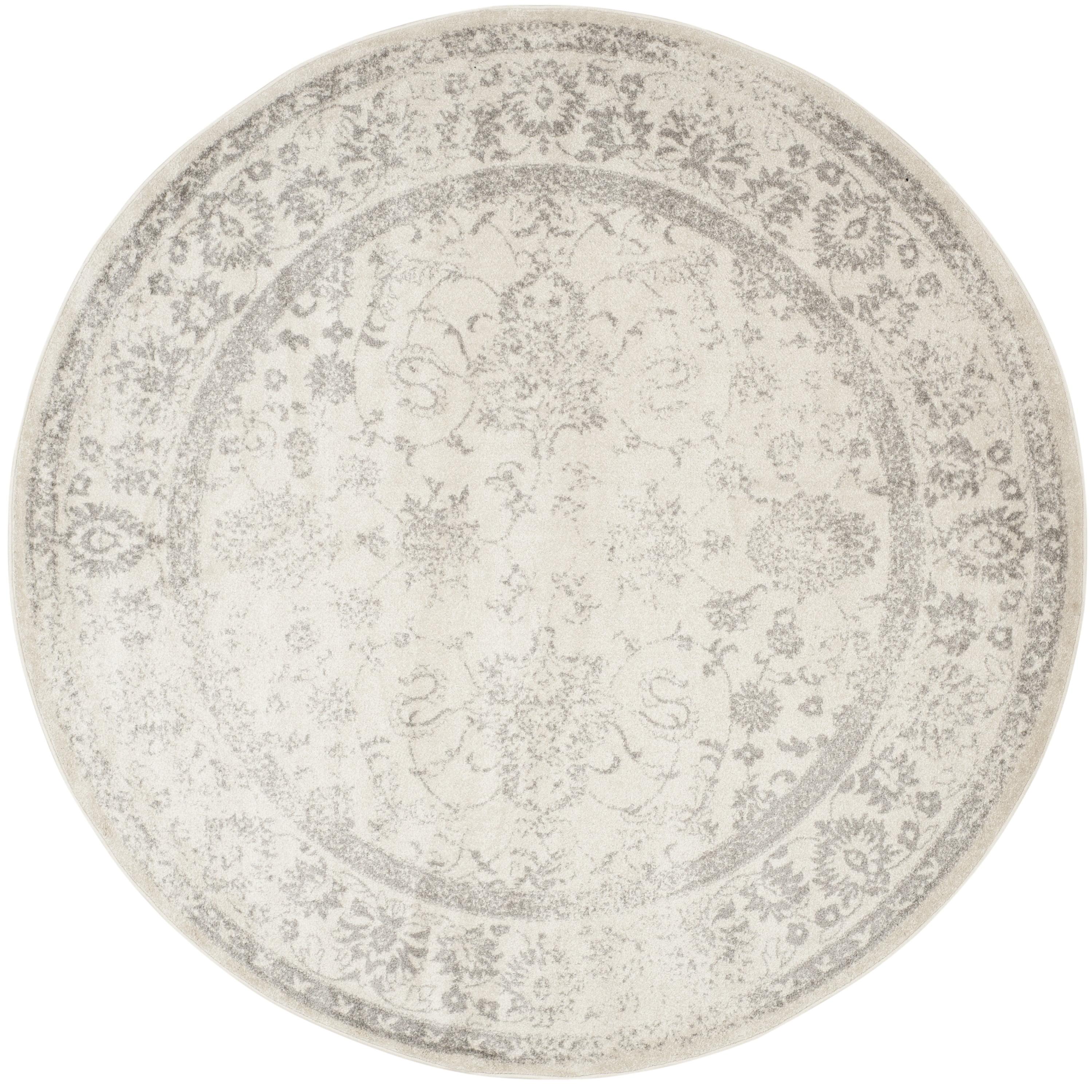 Adirondack ADR109 Machine Made Indoor Area Rug - Ivory/Silver - 8' Round - Safavieh