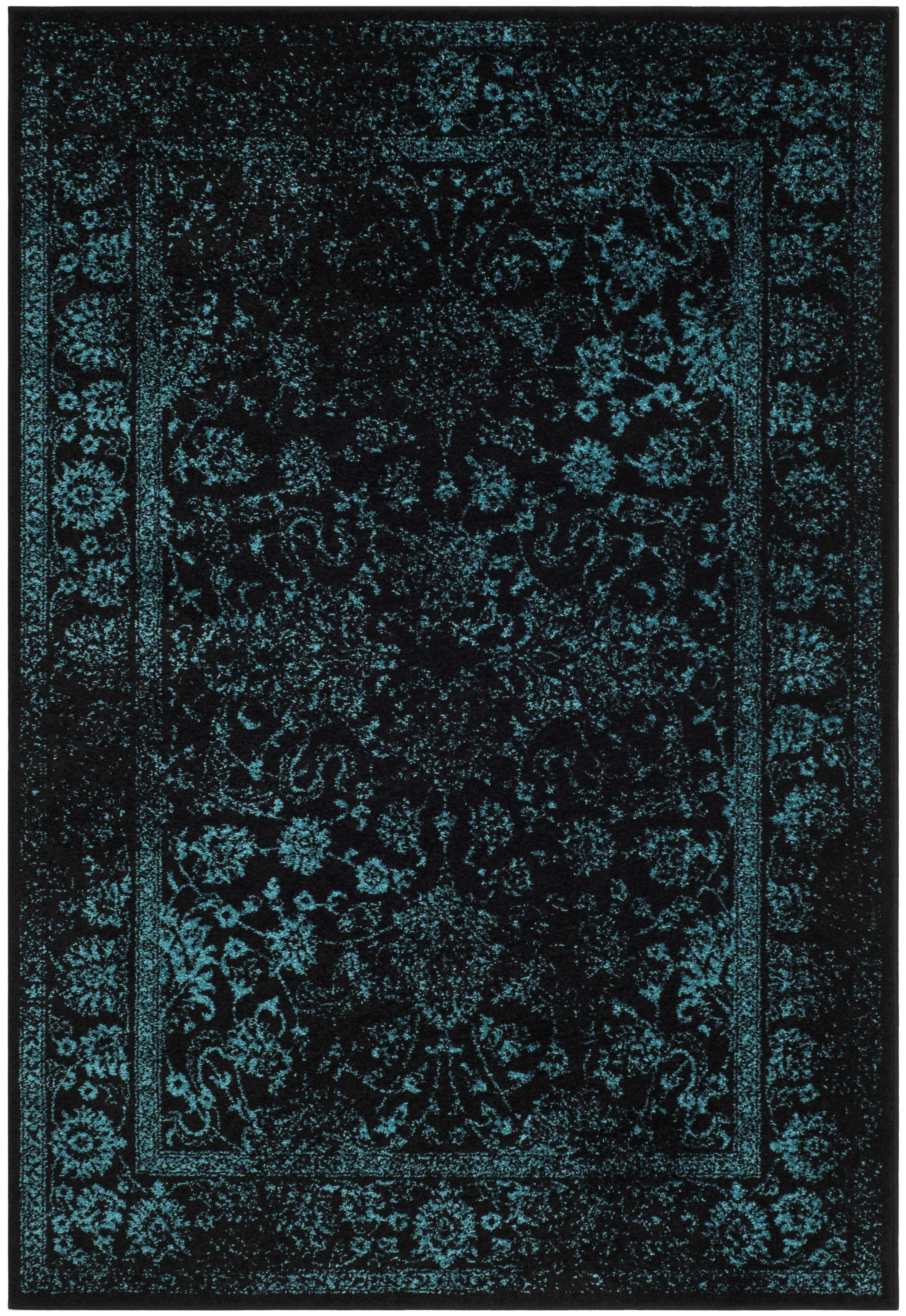 SAFAVIEH Adirondack Wyatt Traditional Area Rug, Black/Teal, 5'1" x 7'6"