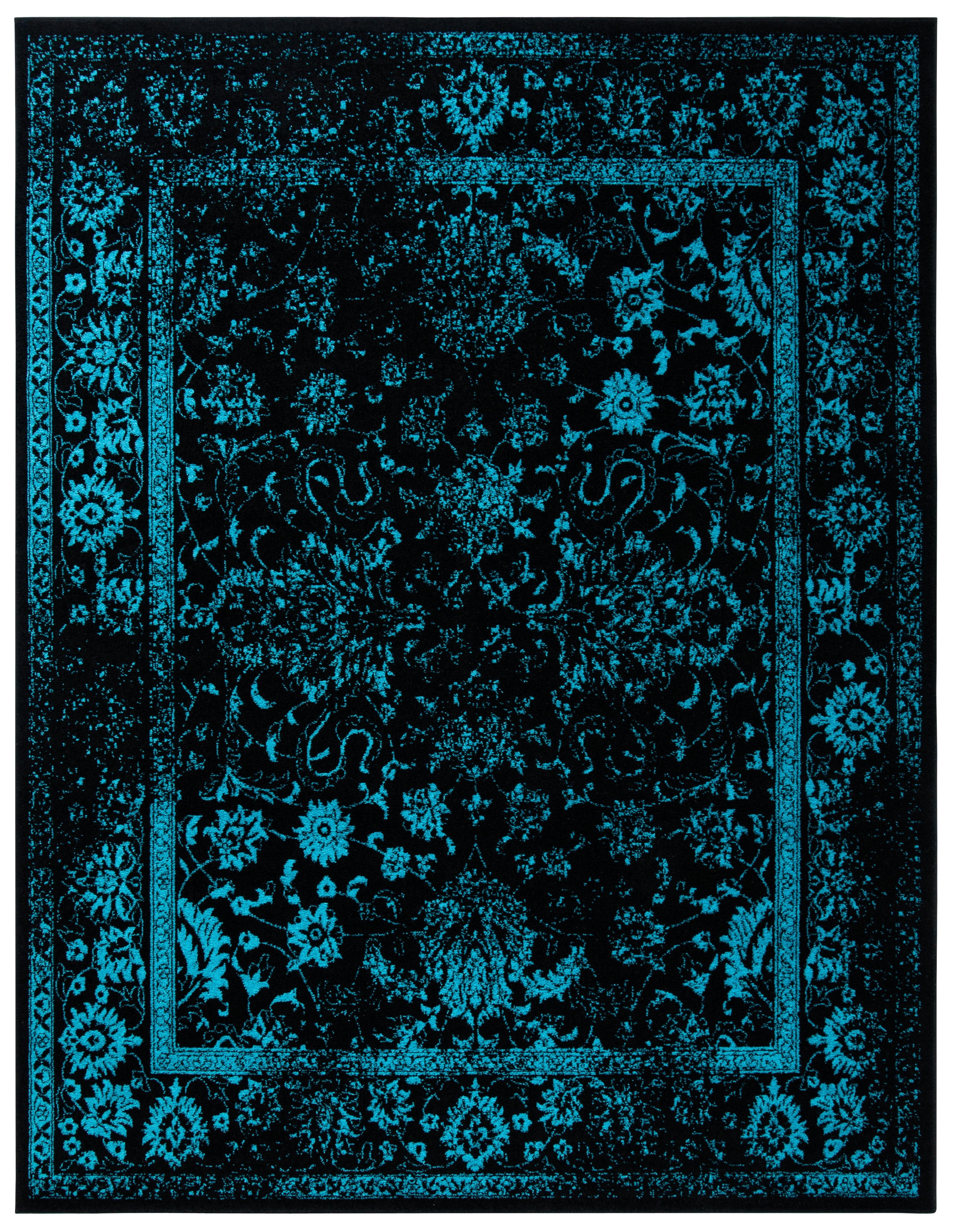 SAFAVIEH Adirondack Wyatt Traditional Area Rug, Black/Teal, 8' x 10'