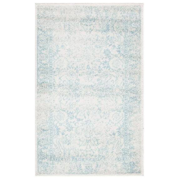 SAFAVIEH Adirondack Wyatt Traditional Distressed Area Rug, Ivory/Light Blue, 3' x 5'