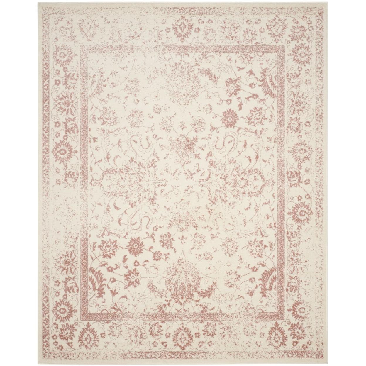 Ivory and Rose Oriental 4' x 6' Synthetic Area Rug