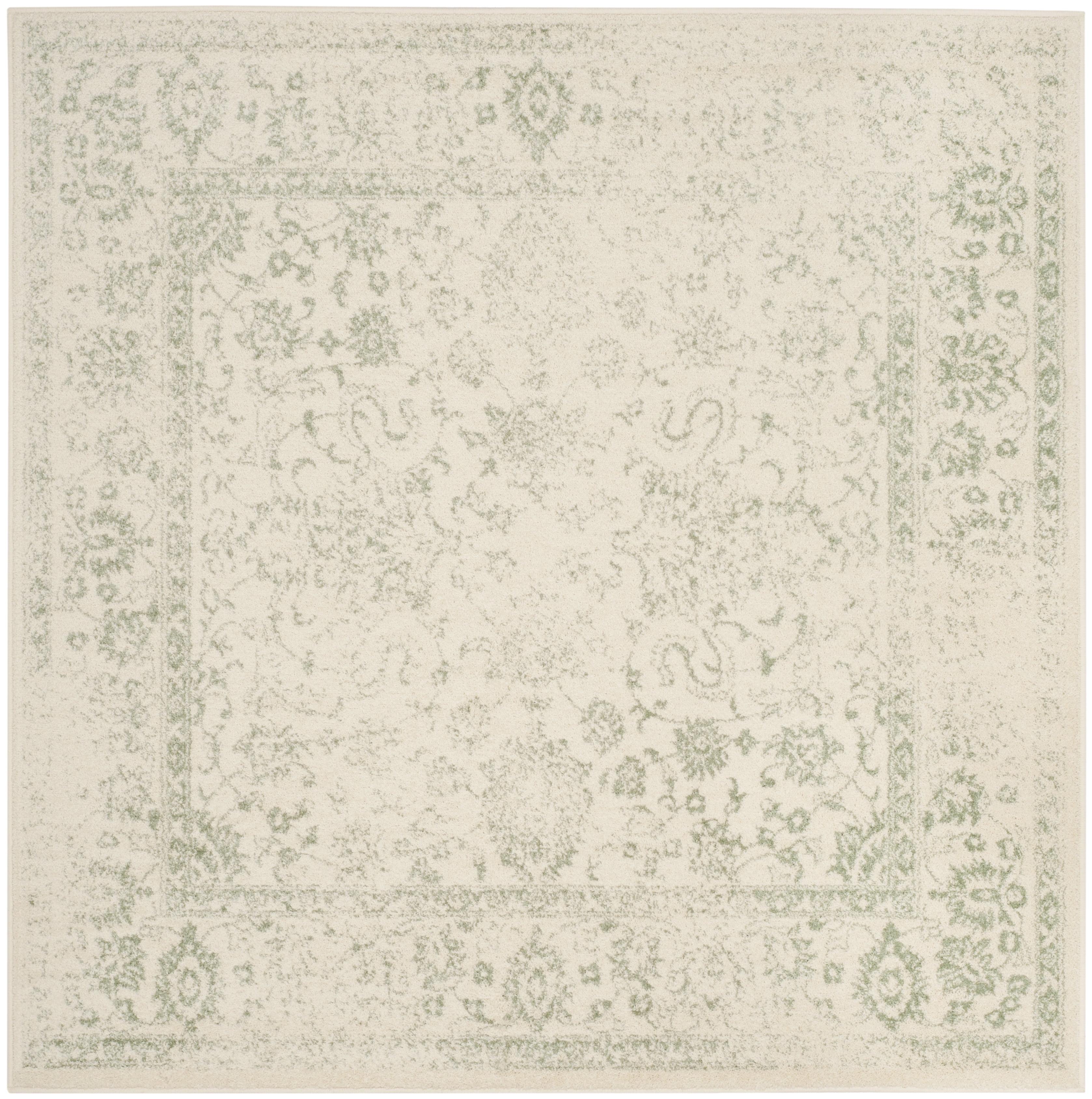 SAFAVIEH Adirondack Wyatt Traditional Area Rug, Ivory/Sage, 10' x 10' Square