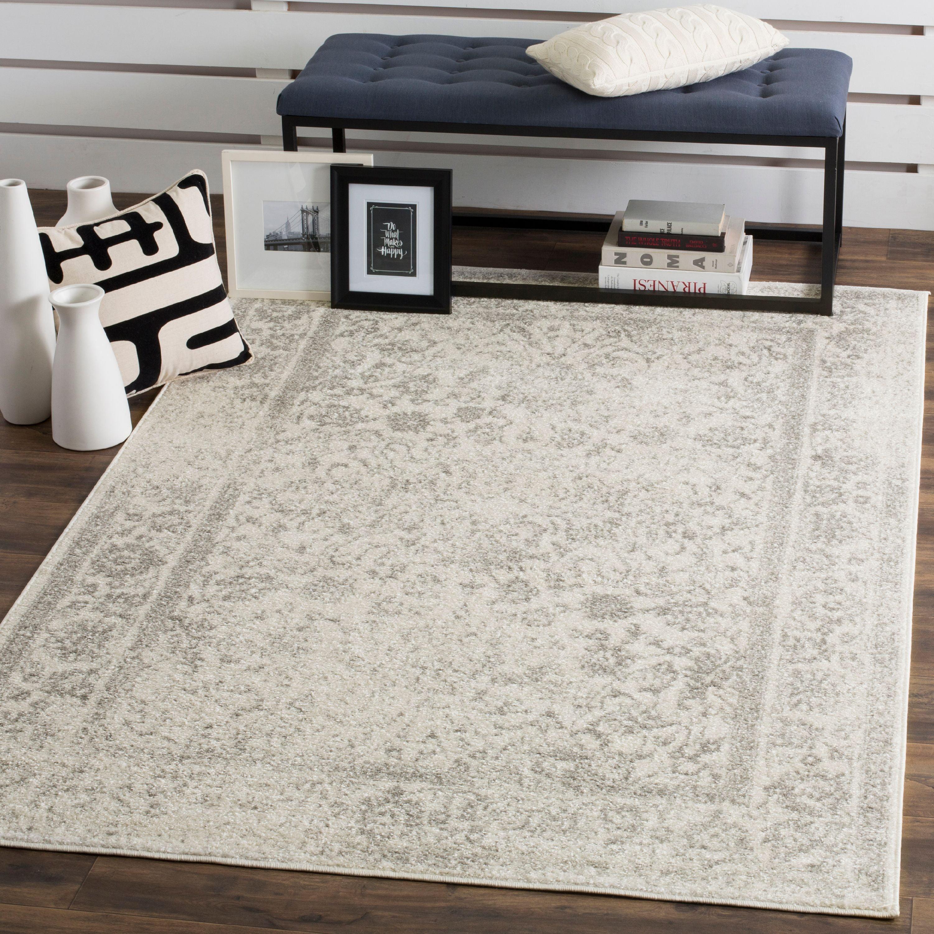 Adirondack ADR109 Machine Made Indoor Area Rug - Ivory/Silver - 6'x9' - Safavieh