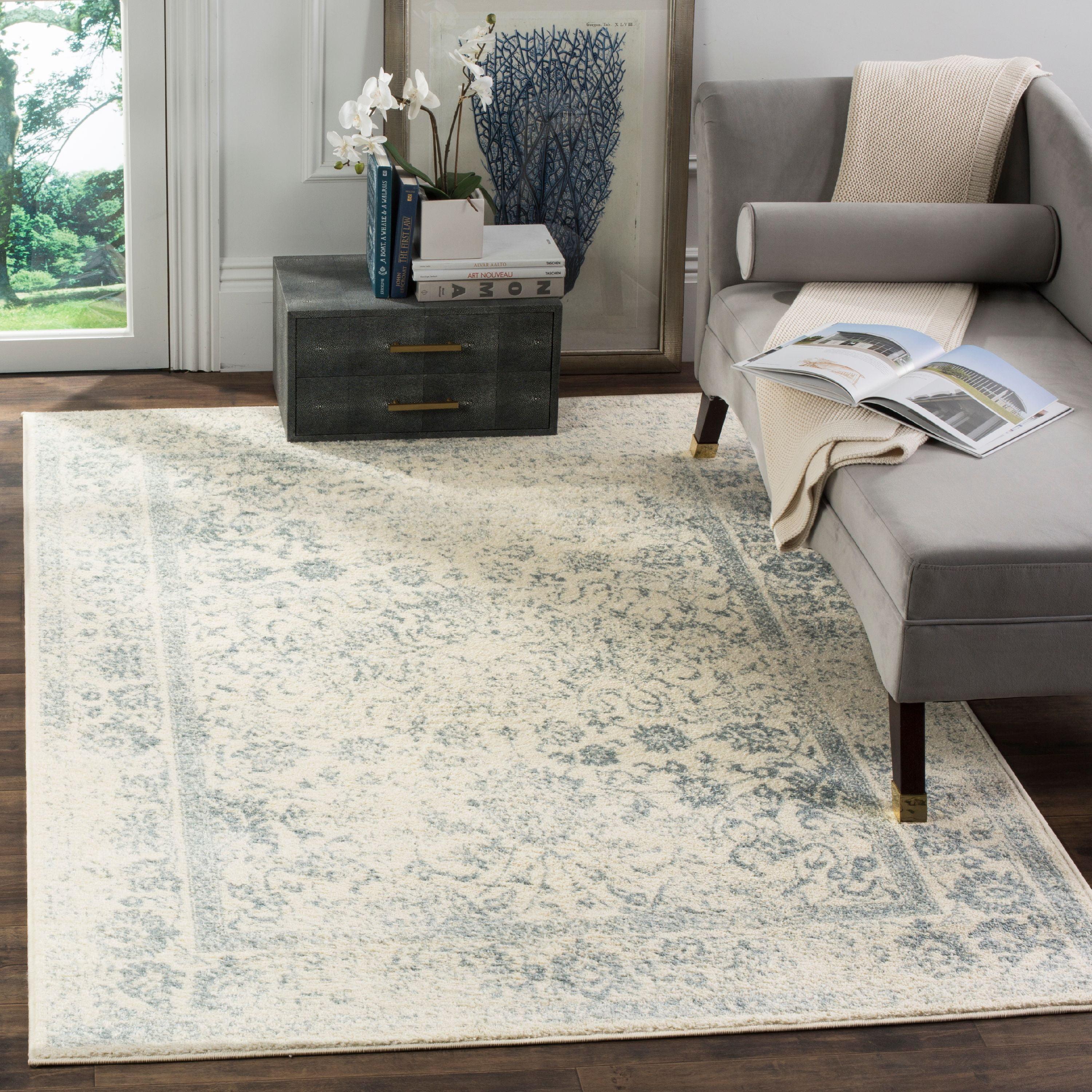 Ivory and Slate Hand-knotted Reversible Synthetic Area Rug