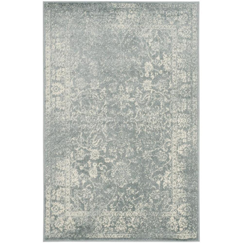 Slate & Ivory Synthetic 6' x 9' Hand-Knotted Area Rug