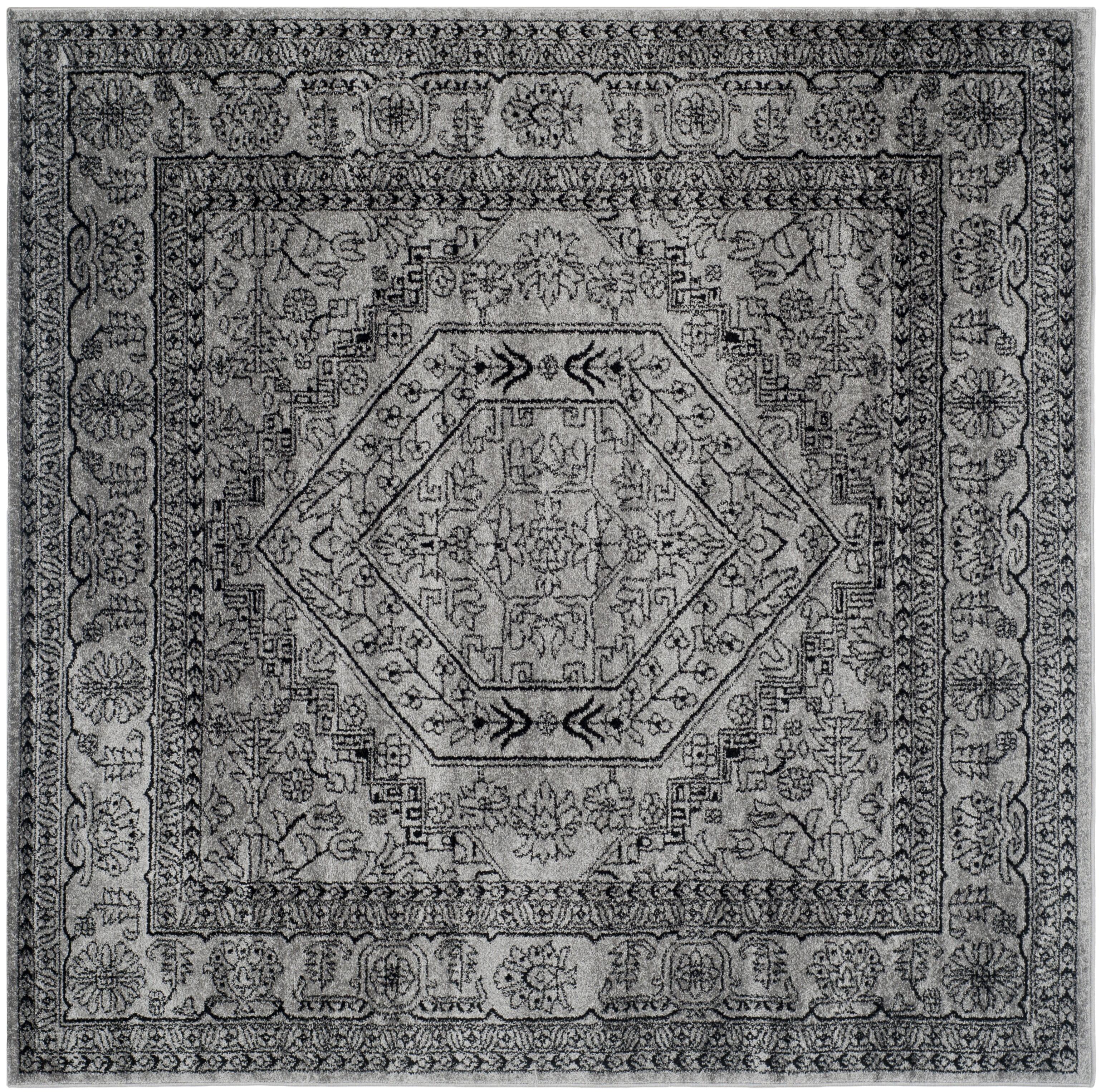 Adirondack ADR108 Power Loomed Area Rug - Silver/Black - 10'x10' - Safavieh.