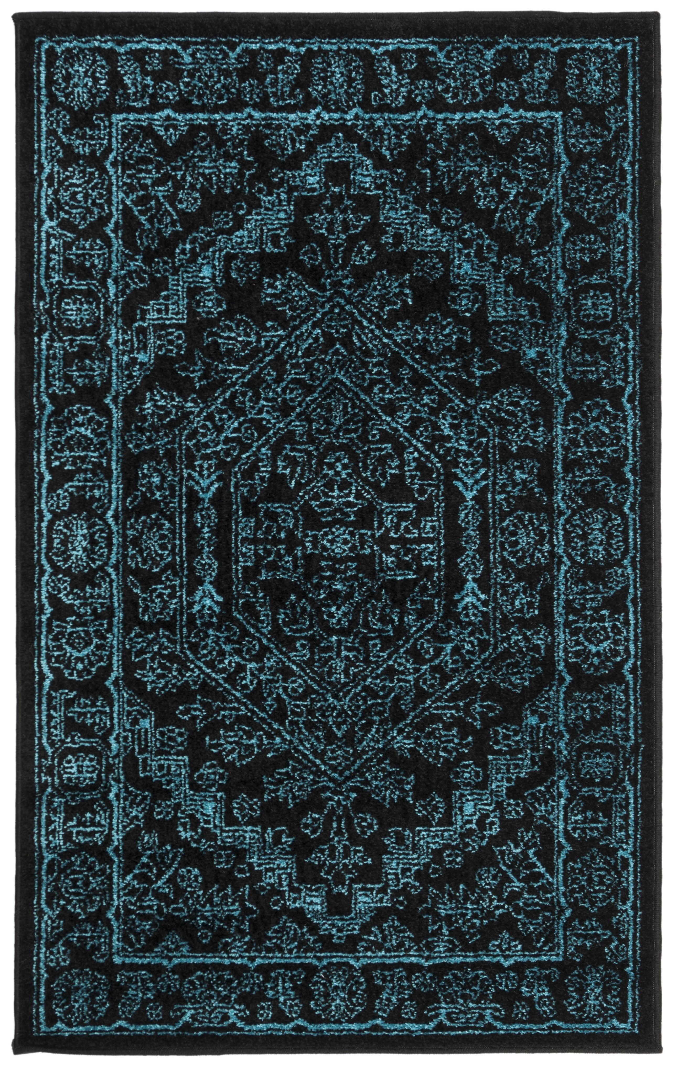 SAFAVIEH Adirondack Xavier Oriental Area Rug, Black/Teal, 4' x 6'