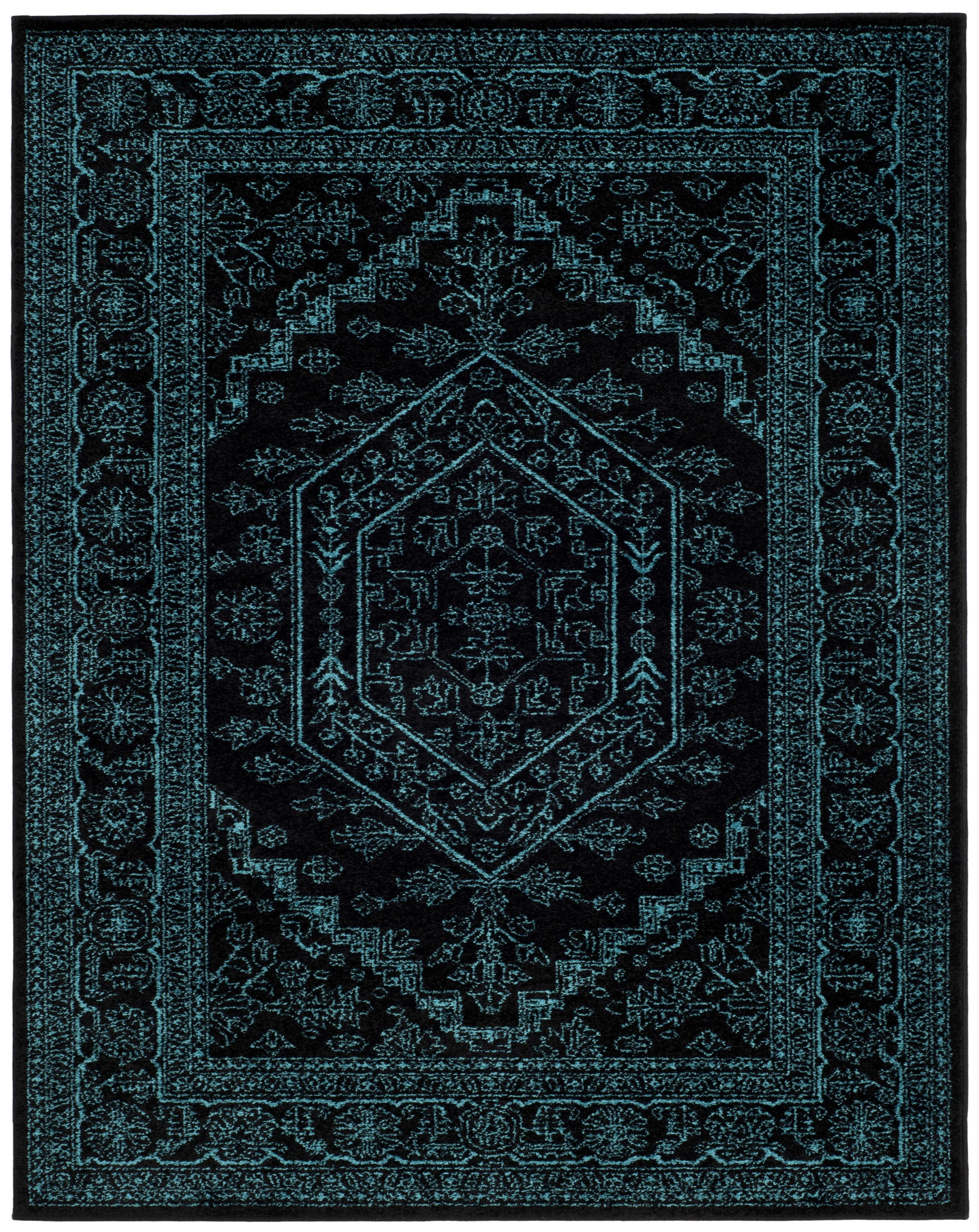 Adirondack ADR108 Power Loomed Area Rug - Black/Teal - 8'x10' - Safavieh.