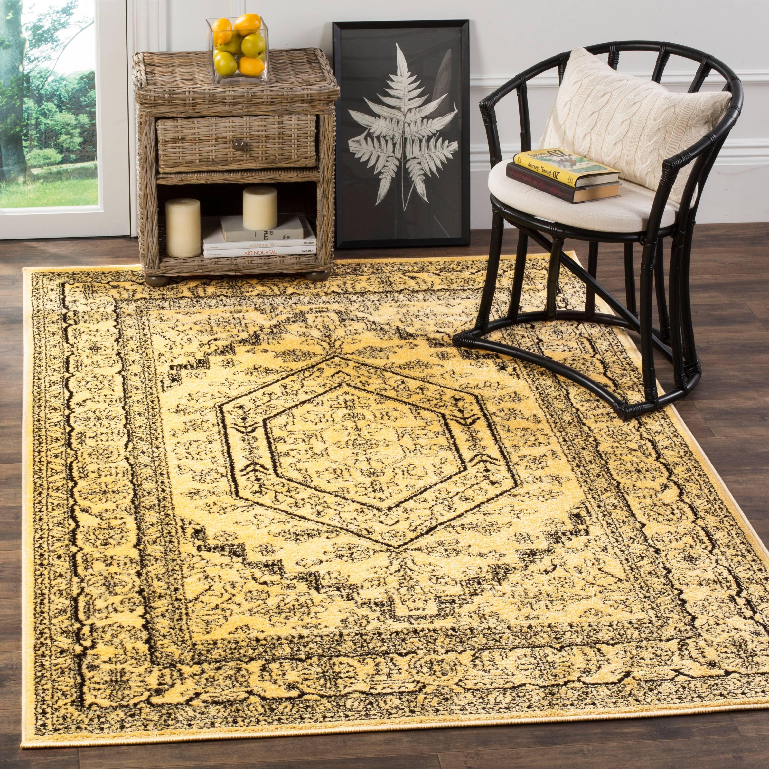 Adirondack ADR108 Power Loomed Area Rug - Gold/Black - 5'1"x7'6" - Safavieh.