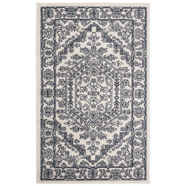 Adirondack ADR108 Power Loomed Area Rug - Ivory/Navy - 4'x6' - Safavieh.