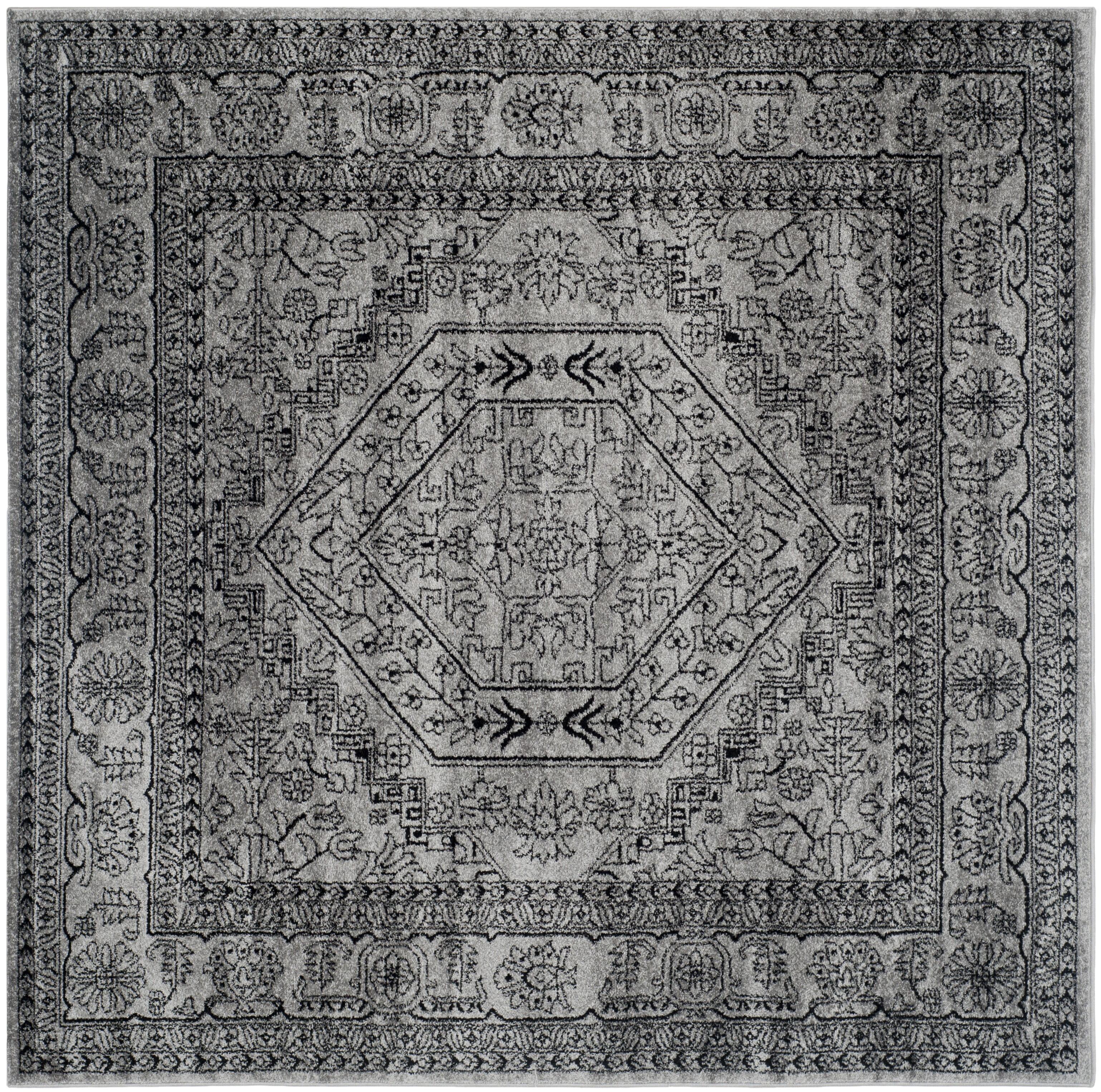 SAFAVIEH Adirondack Xavier Traditional Area Rug, Silver/Black, 12' x 12' Square