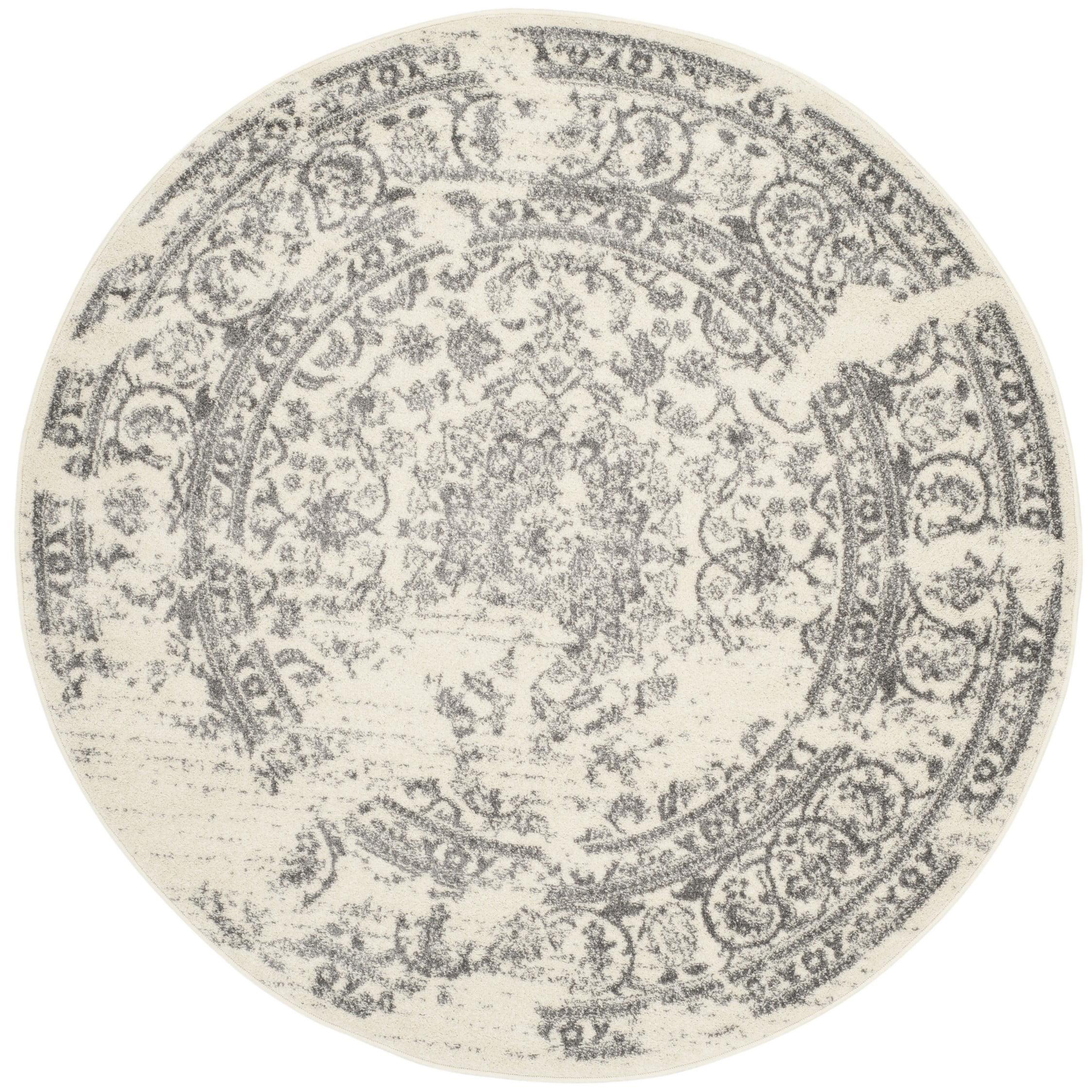 Adirondack ADR101 Power Loomed Area Rug - Ivory/Silver - 6' Round - Safavieh.