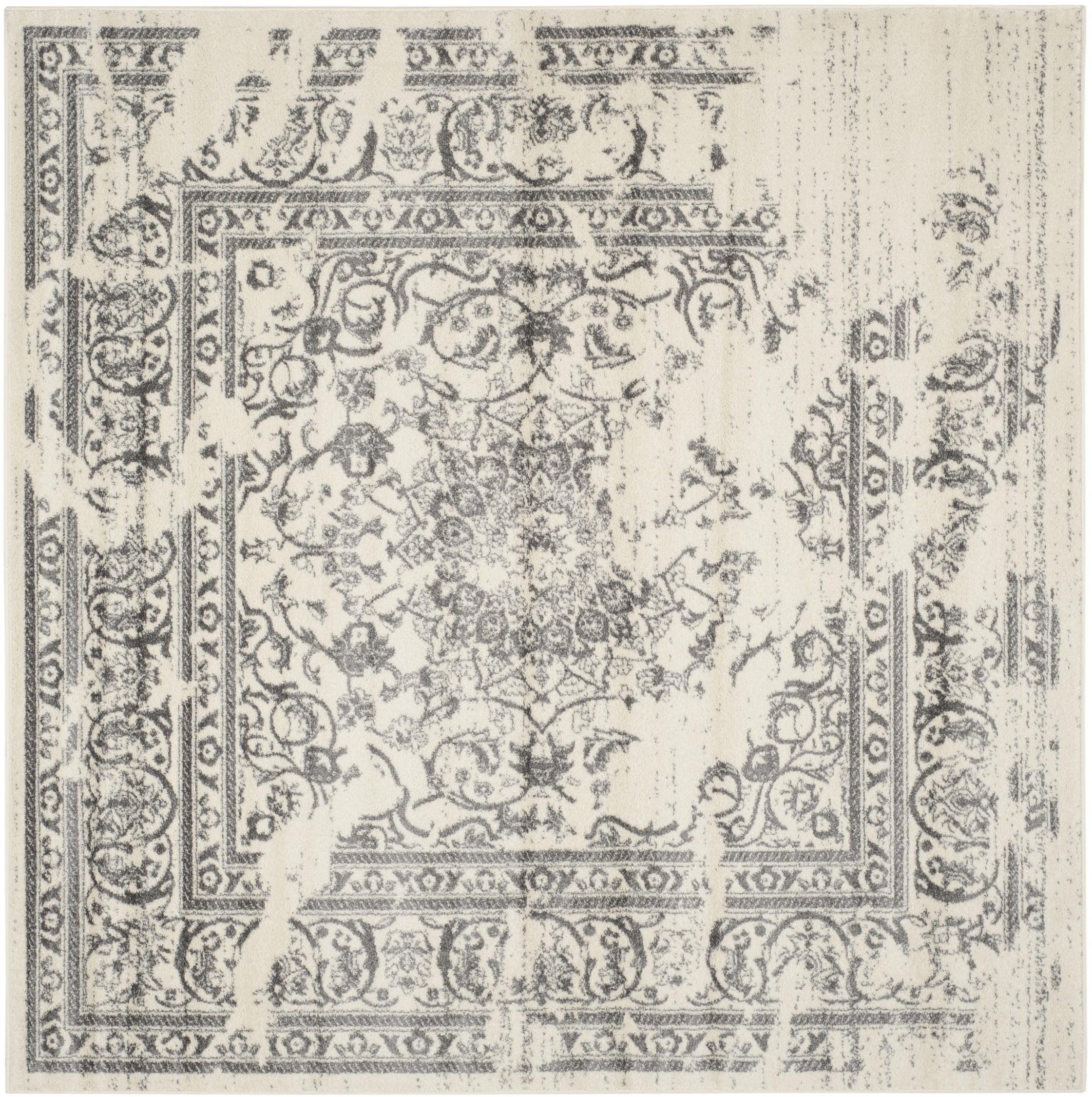 Adirondack ADR101 Power Loomed Area Rug - Ivory/Silver - 8'x8' - Safavieh.