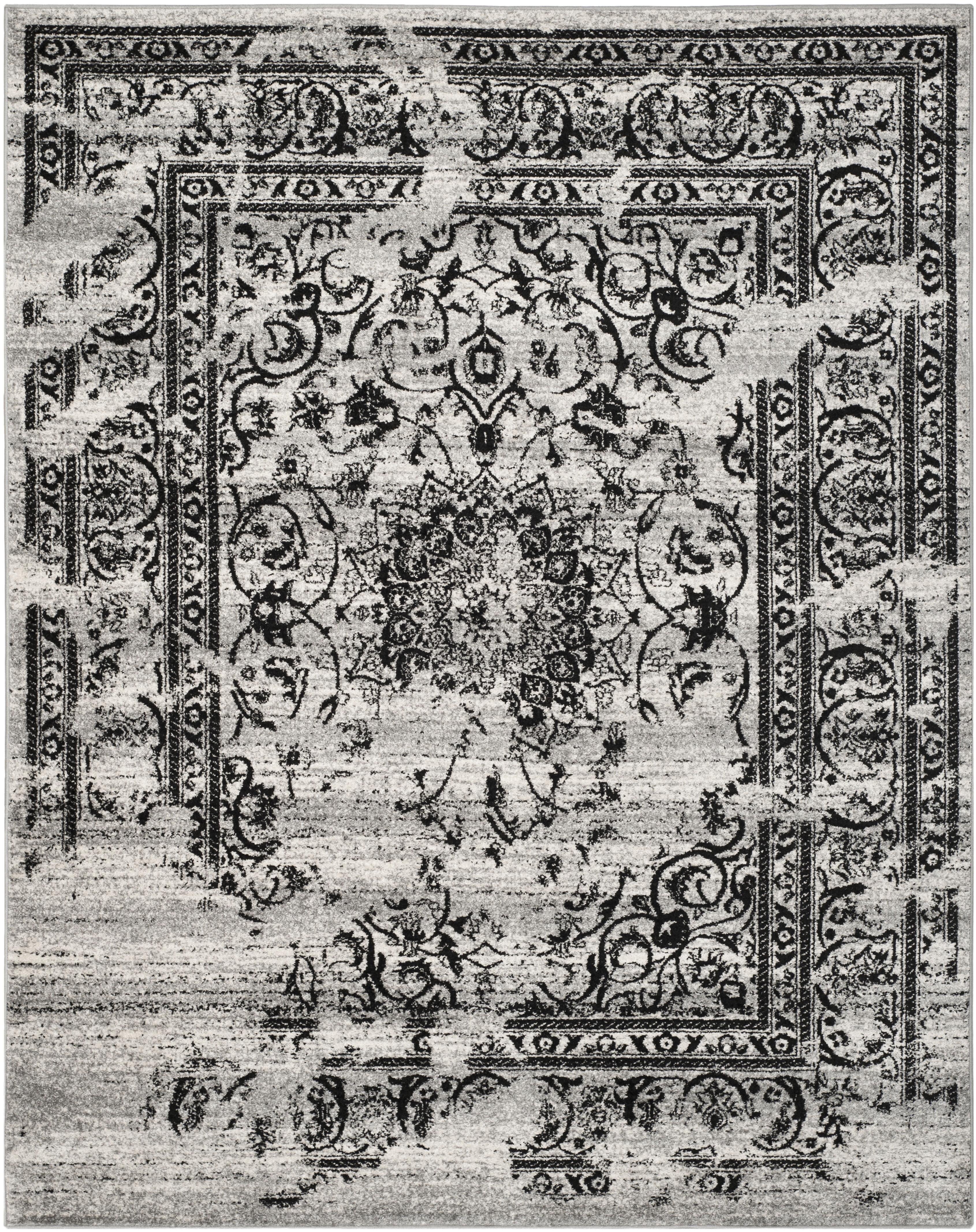 SAFAVIEH Adirondack Zoey Alfombra de Área Descolorida Tradicional, Plata / Negro, 12 'x 18'