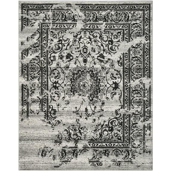 SAFAVIEH Adirondack Zoey Alfombra de Área Descolorida Tradicional, Plata / Negro, 12 'x 18'