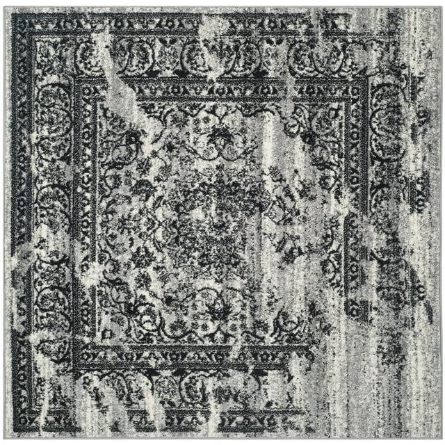 Adirondack ADR101 Power Loomed Area Rug - Silver/Black - 8'x8' - Safavieh.