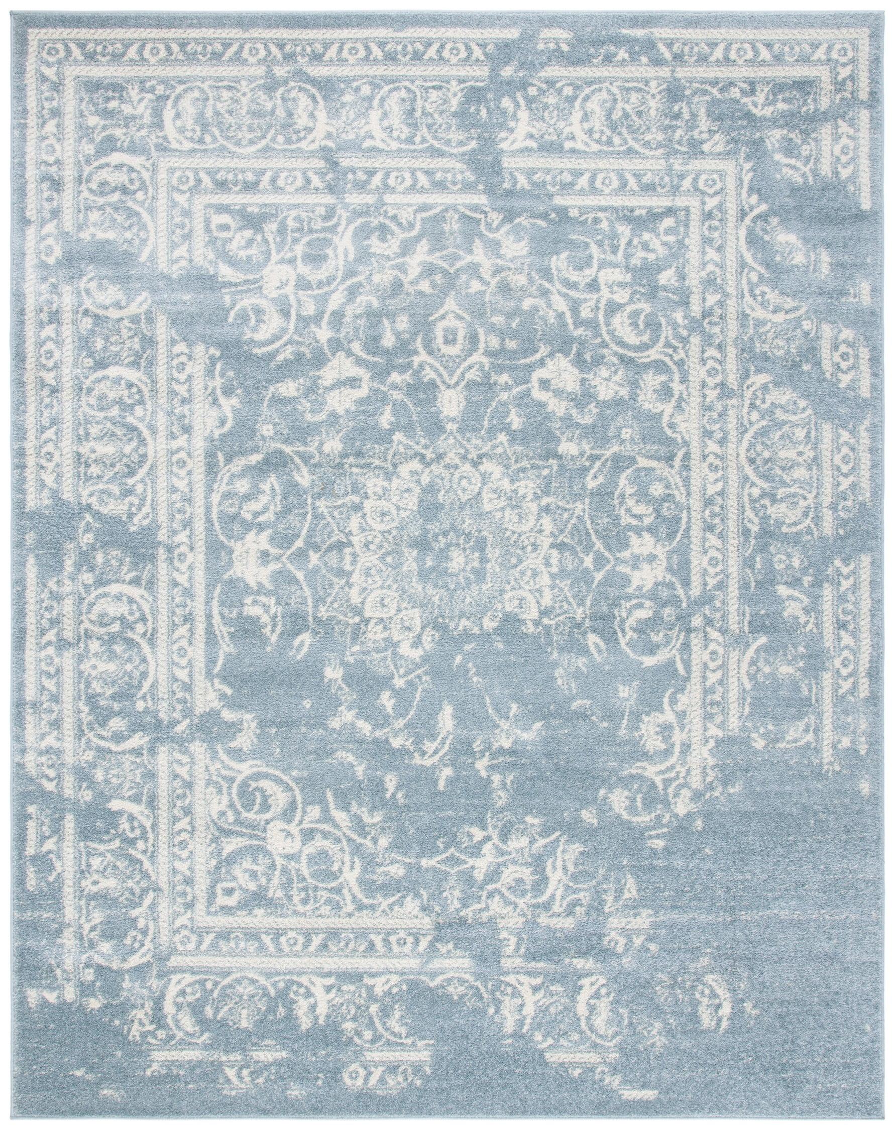 Slate and Ivory Distressed Oriental 9' x 12' Area Rug