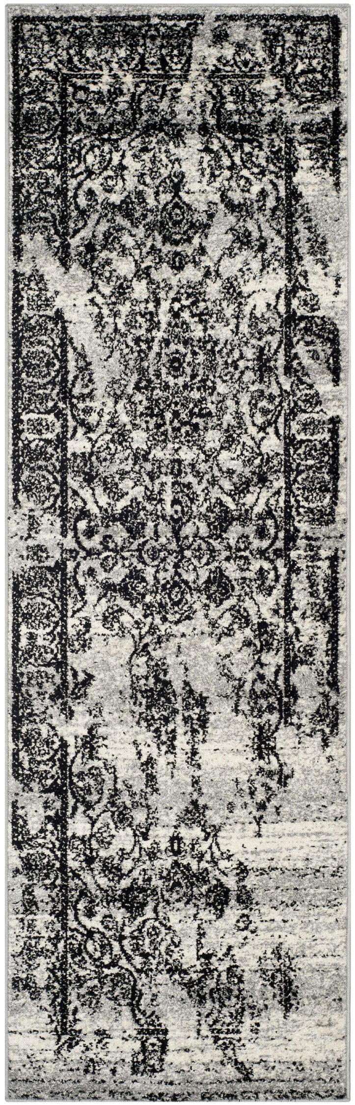 Adirondack ADR101 Power Loomed Runner Rug - Silver/Black - 2'6"x20' - Safavieh.