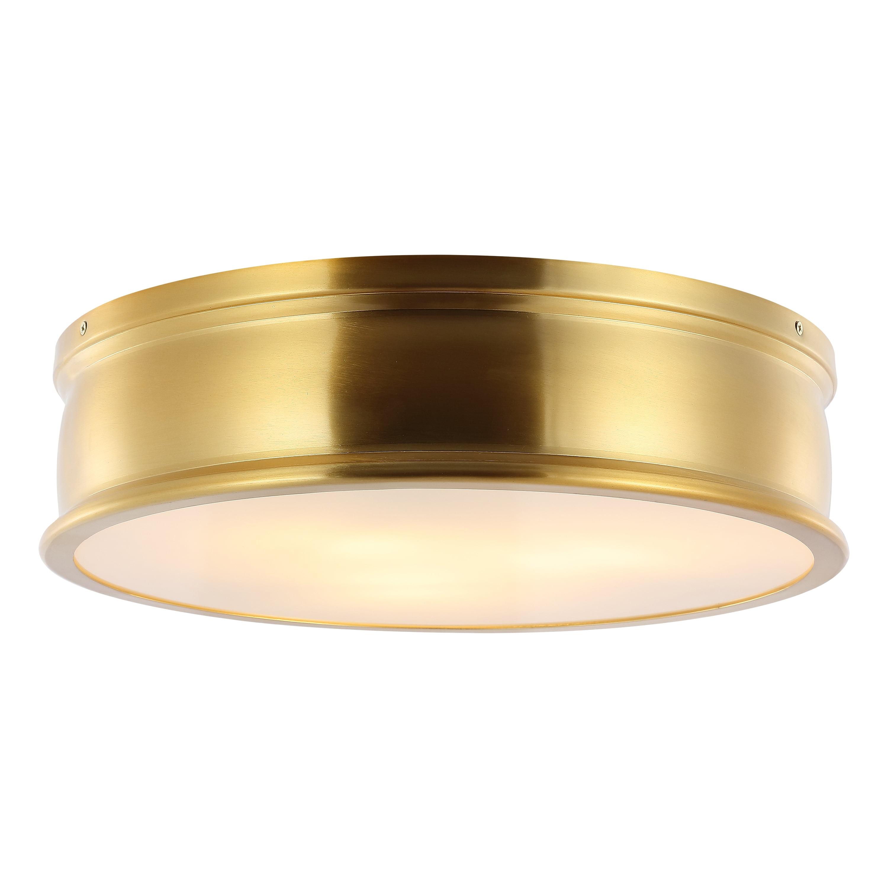 Adria 3 Light 16.5" Flush Mount - Brass Gold - Safavieh.