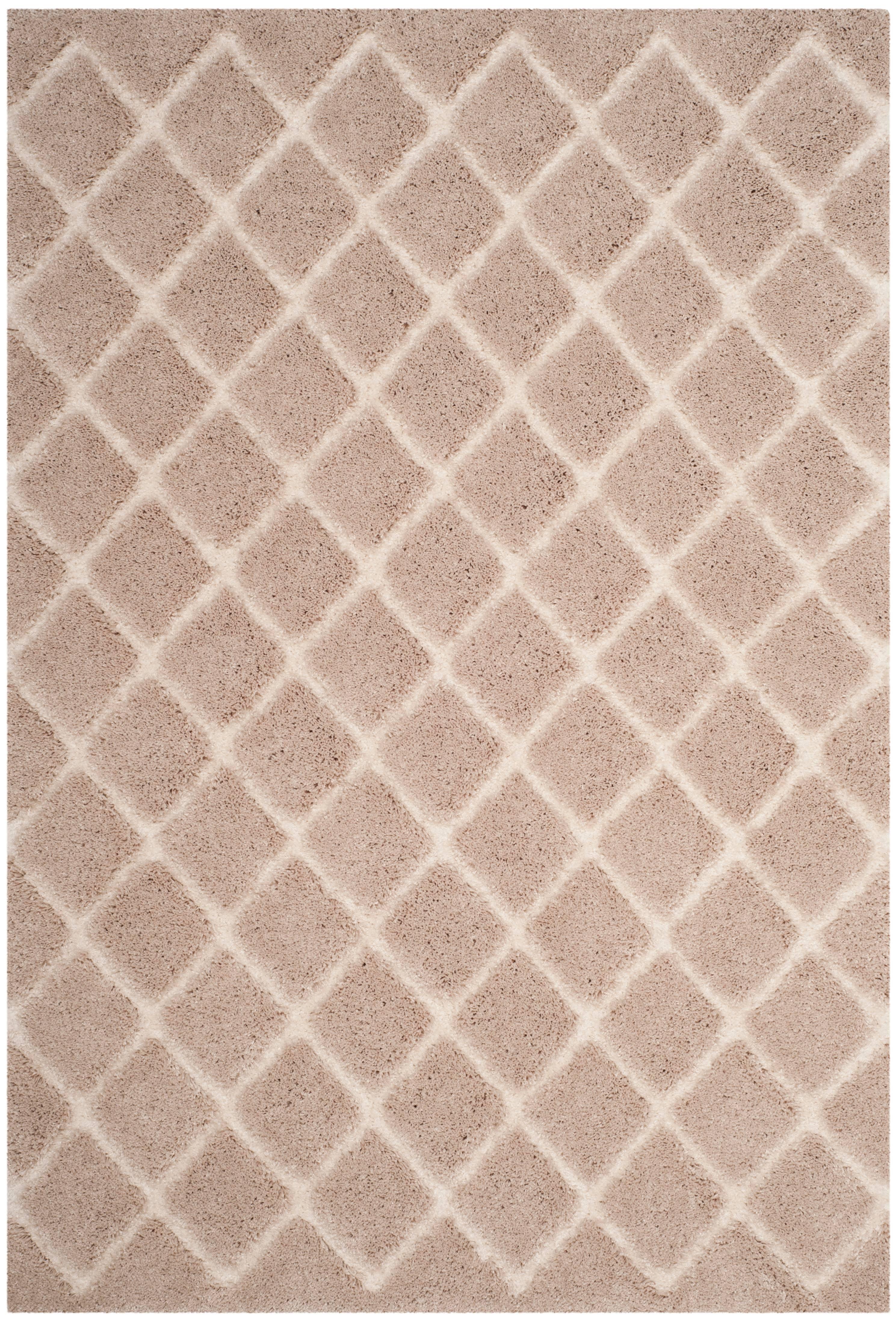 SAFAVIEH Adriana Anwar Geometric Diamonds Shag Area Rug, Beige/Cream, 3' x 5'