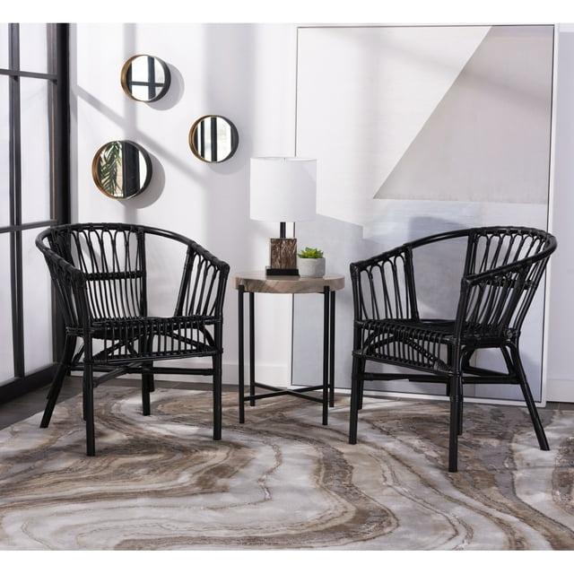 Adriana Rattan Accent Chair - Set of 2 - ACH6505 - Black - Safavieh