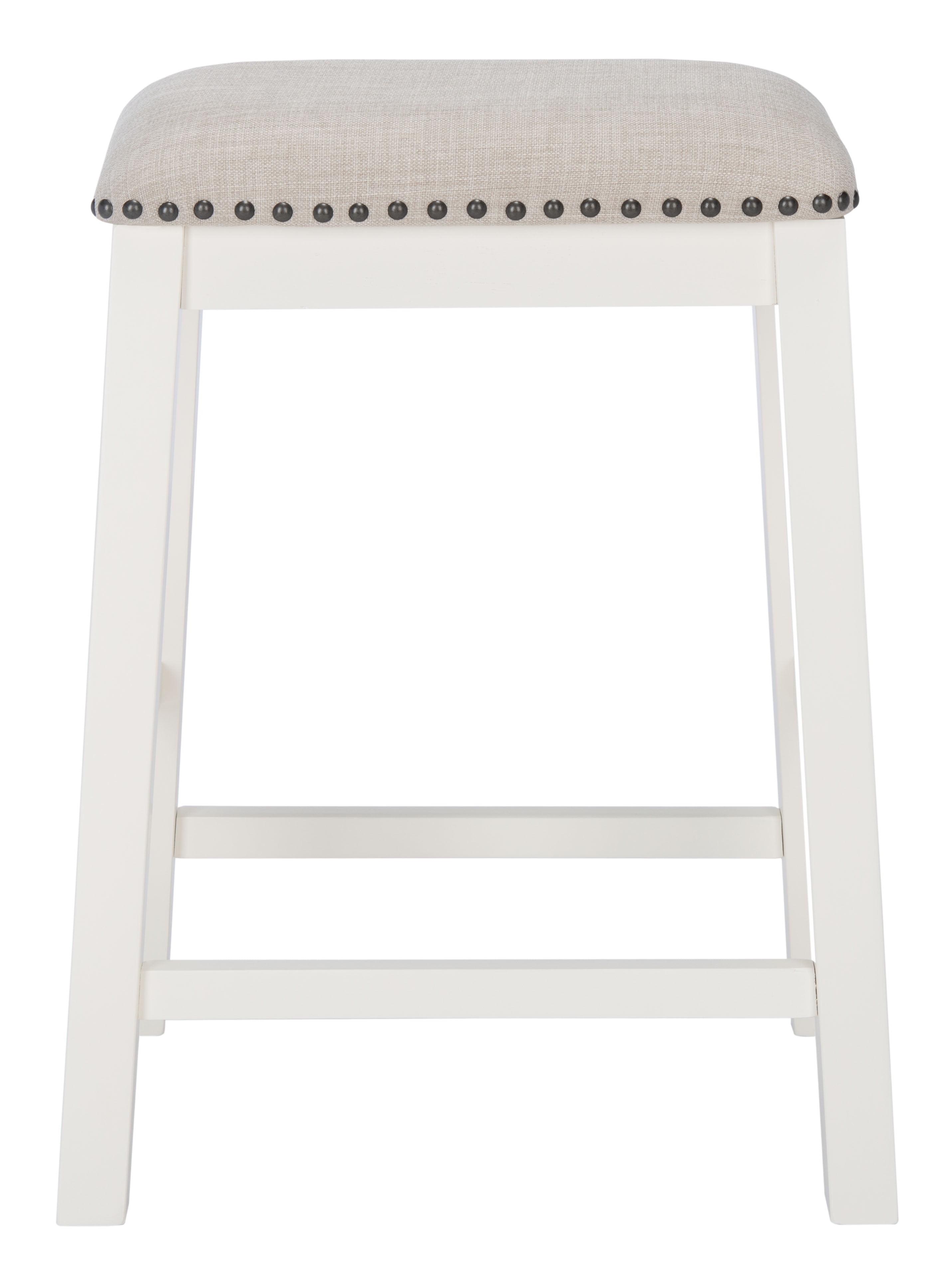 Aero White Wood Counter Stools with Nailhead Trim, Set of 2