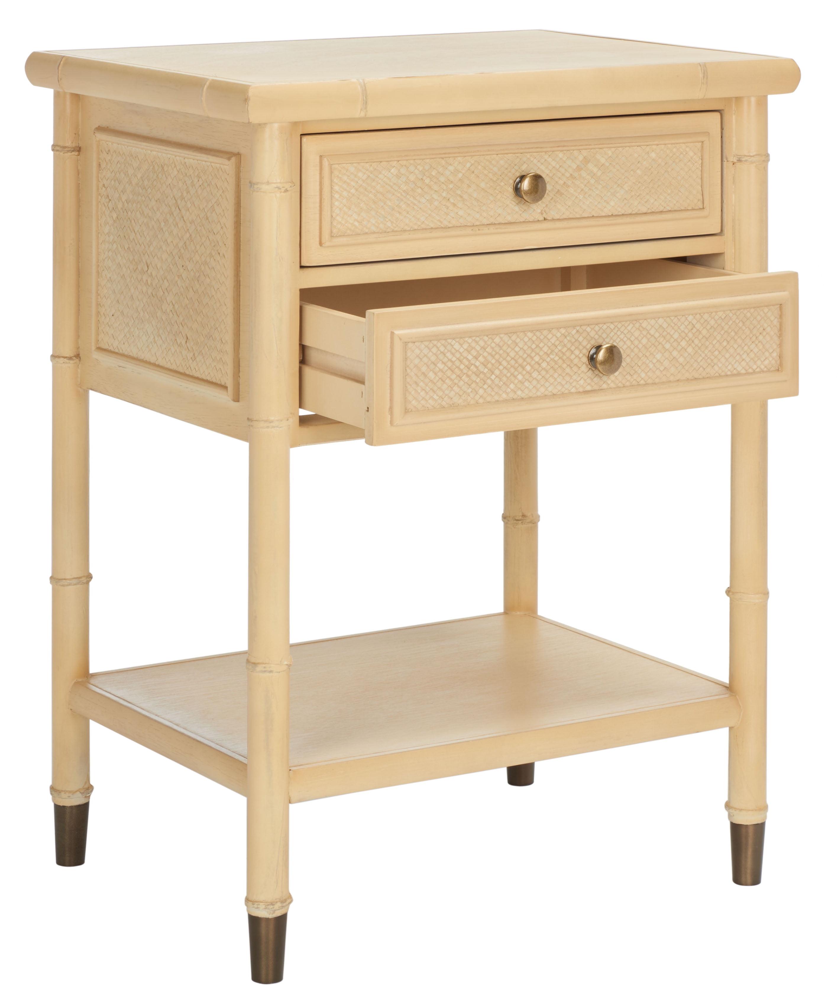 Ahab 2 Drawer 1 Shelf Accent Table - ACC6606A - Light Blonde/Gold - Safavieh