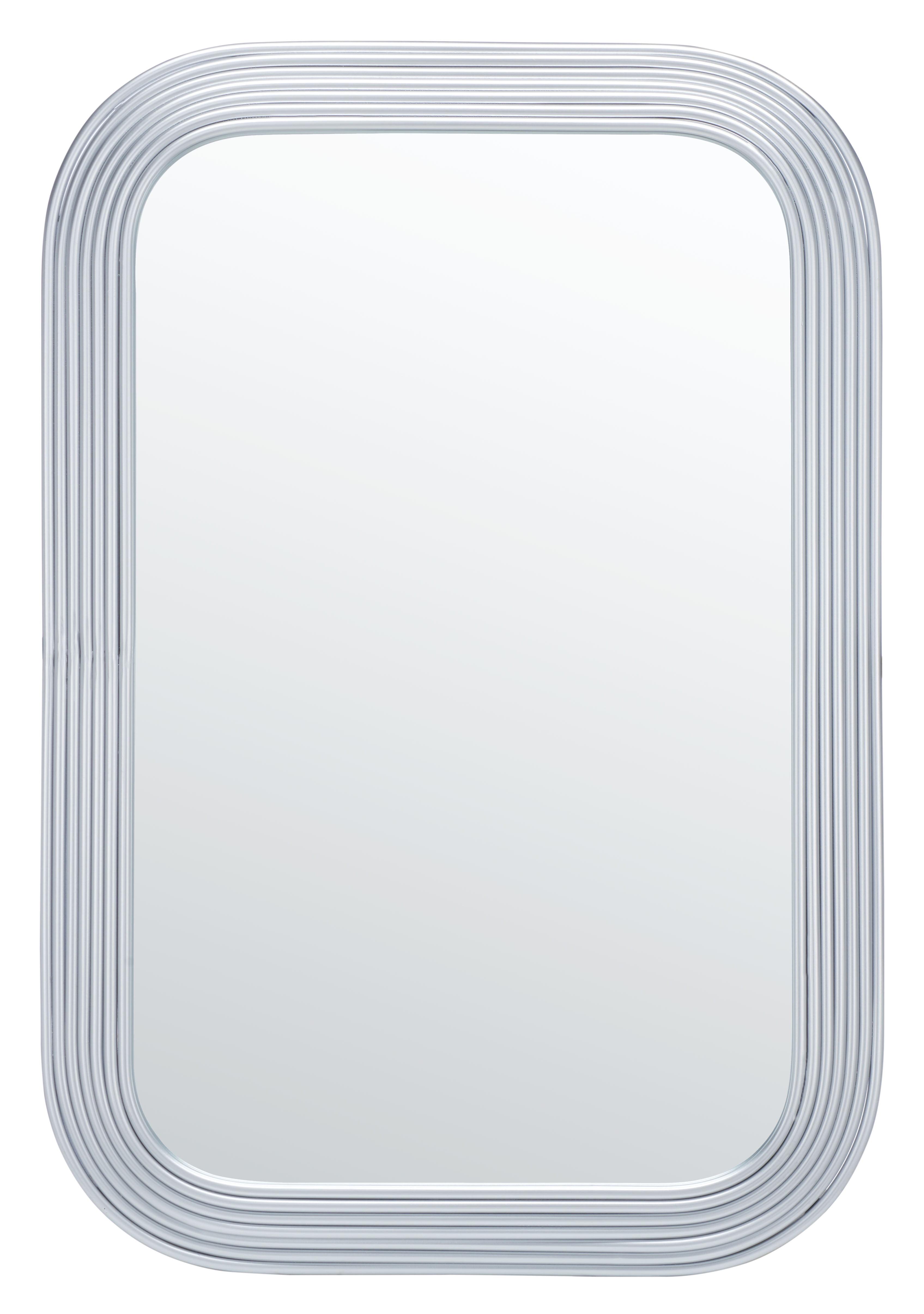 Ahna Striated Silver Rectangular Wood Frame Mirror 24"x36"